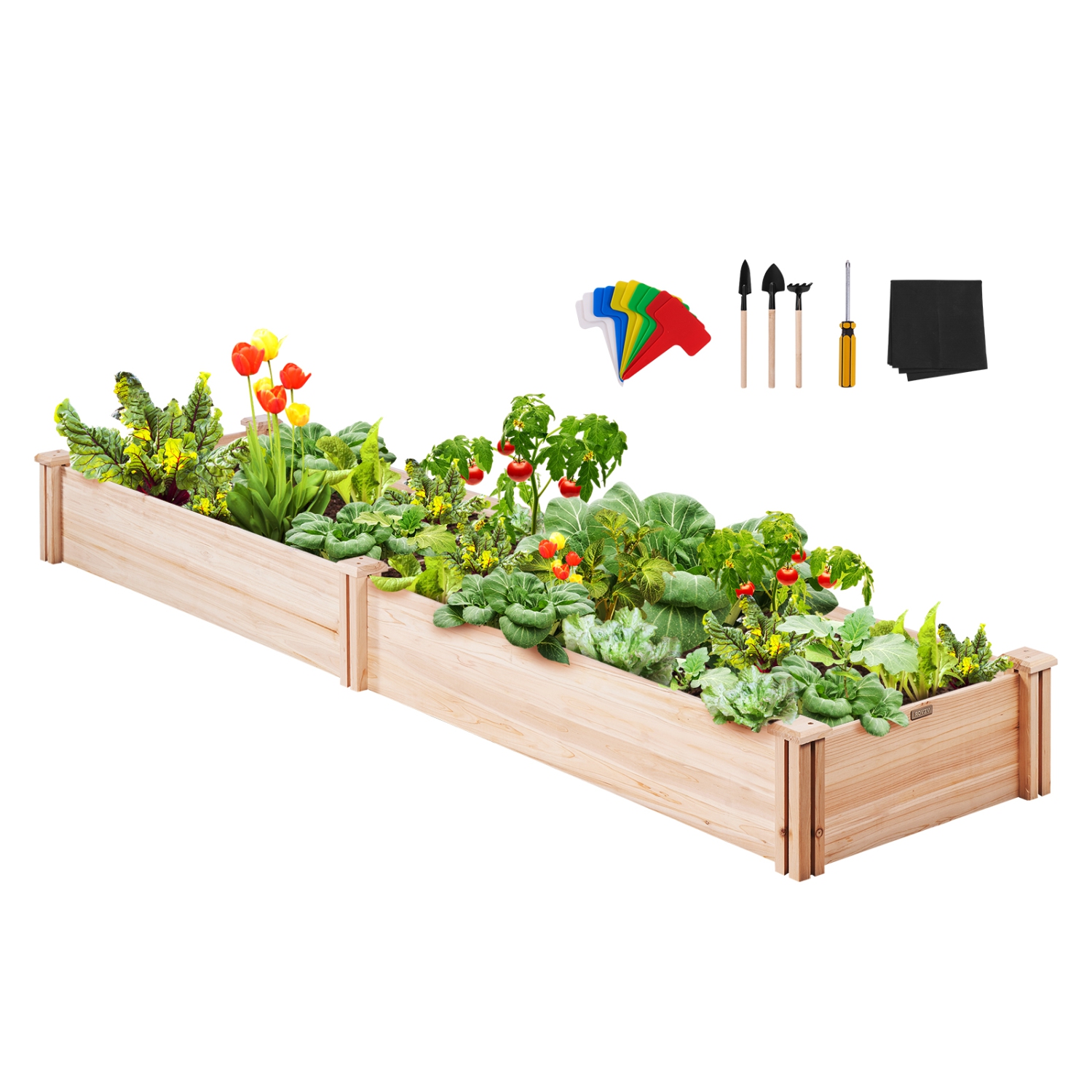 VEVOR Raised Garden Bed, 7.9 x 2 x 0.8 ft Wooden Planter Box, Outdoor Planting Boxes with Open Base, for Growing Flowers/Vegetables/Herbs