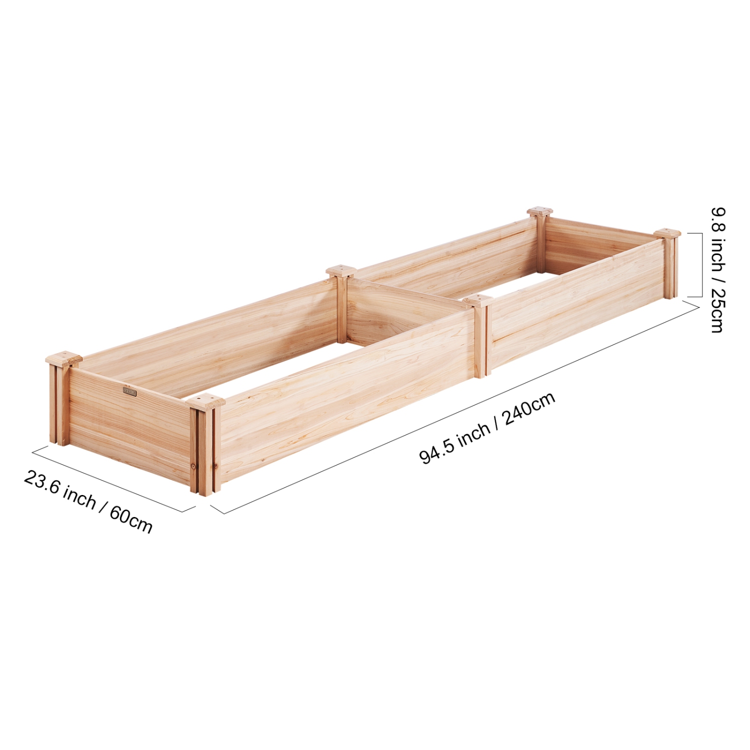 VEVOR Raised Garden Bed, 7.9 x 2 x 0.8 ft Wooden Planter Box, Outdoor Planting Boxes with Open Base, for Growing Flowers/Vegetables/Herbs