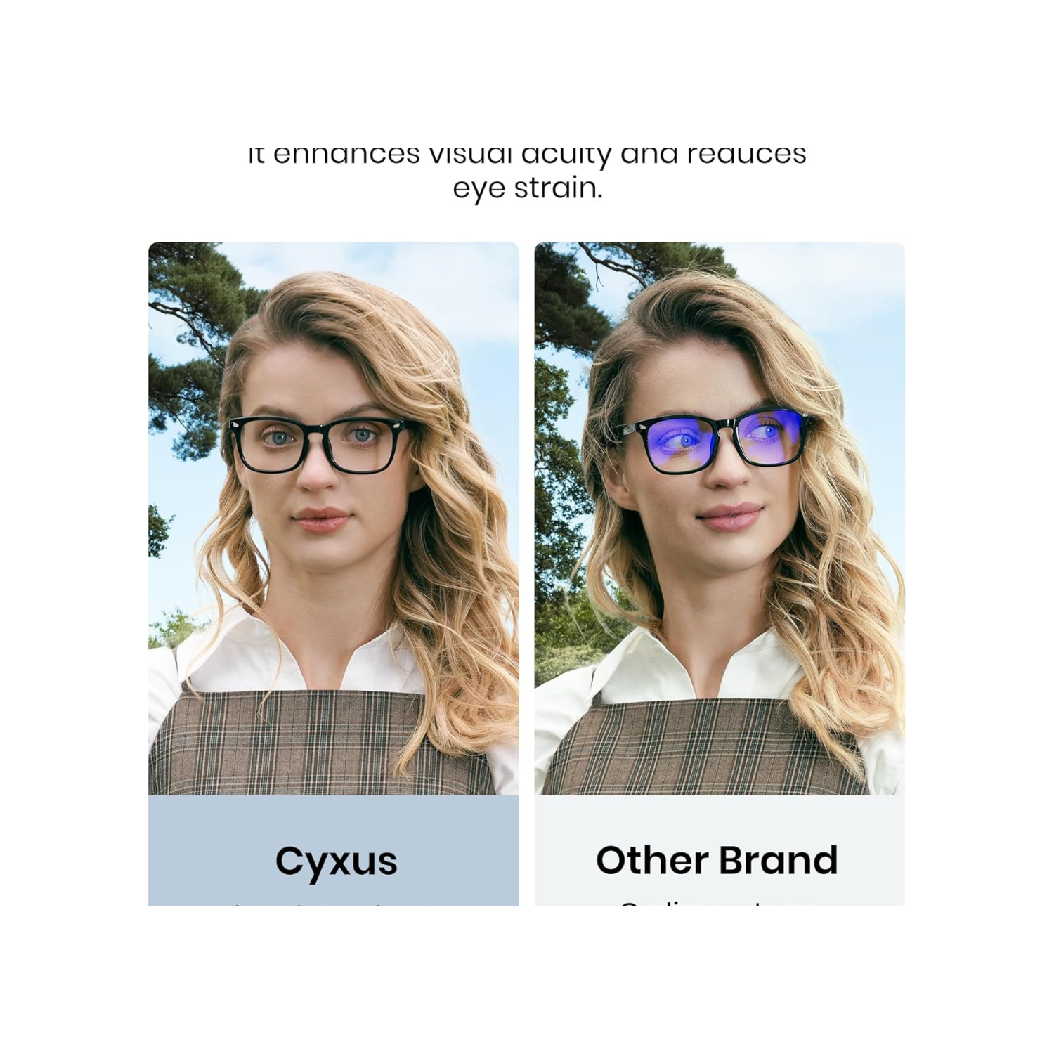 Cyxus Blue Light Glasses for Women, Blue-light Blocking Eyeglasses Men Computer Eyewear Anti Eye Fatigue Square Frame