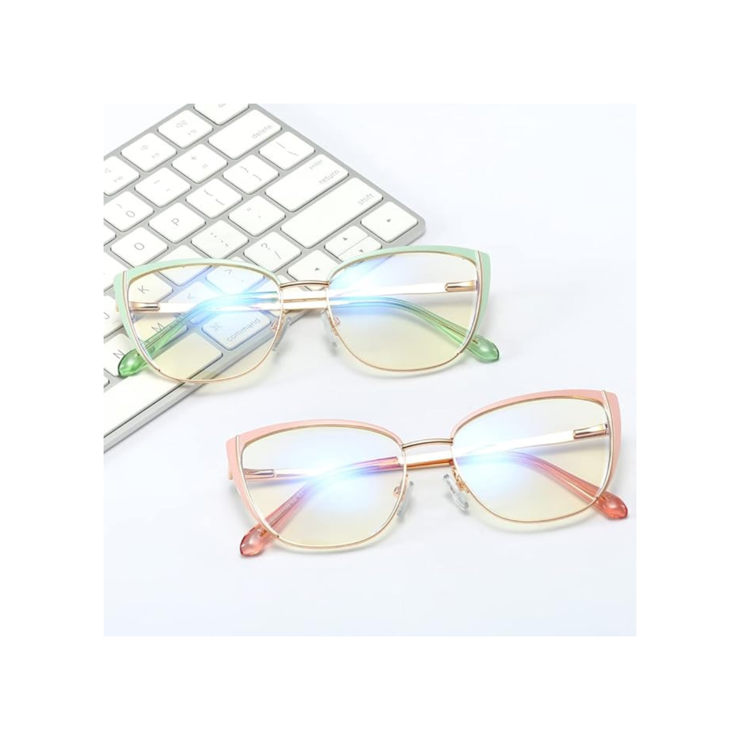 Lunettes anti-lumière bleue rétro pour femmes Lunettes de chat à cadre optique en métal de Kachawoo