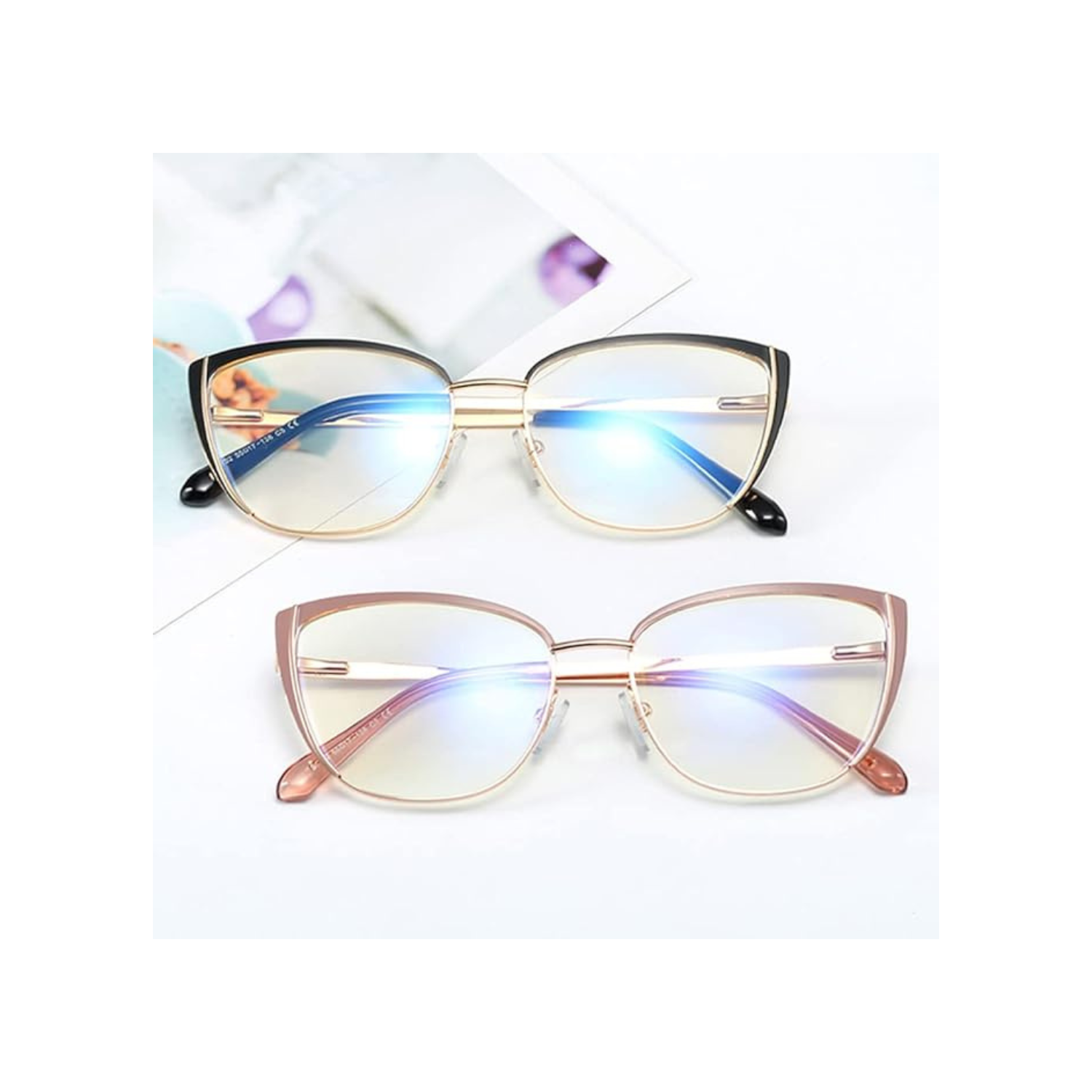 Lunettes anti-lumière bleue rétro pour femmes Lunettes de chat à cadre optique en métal de Kachawoo