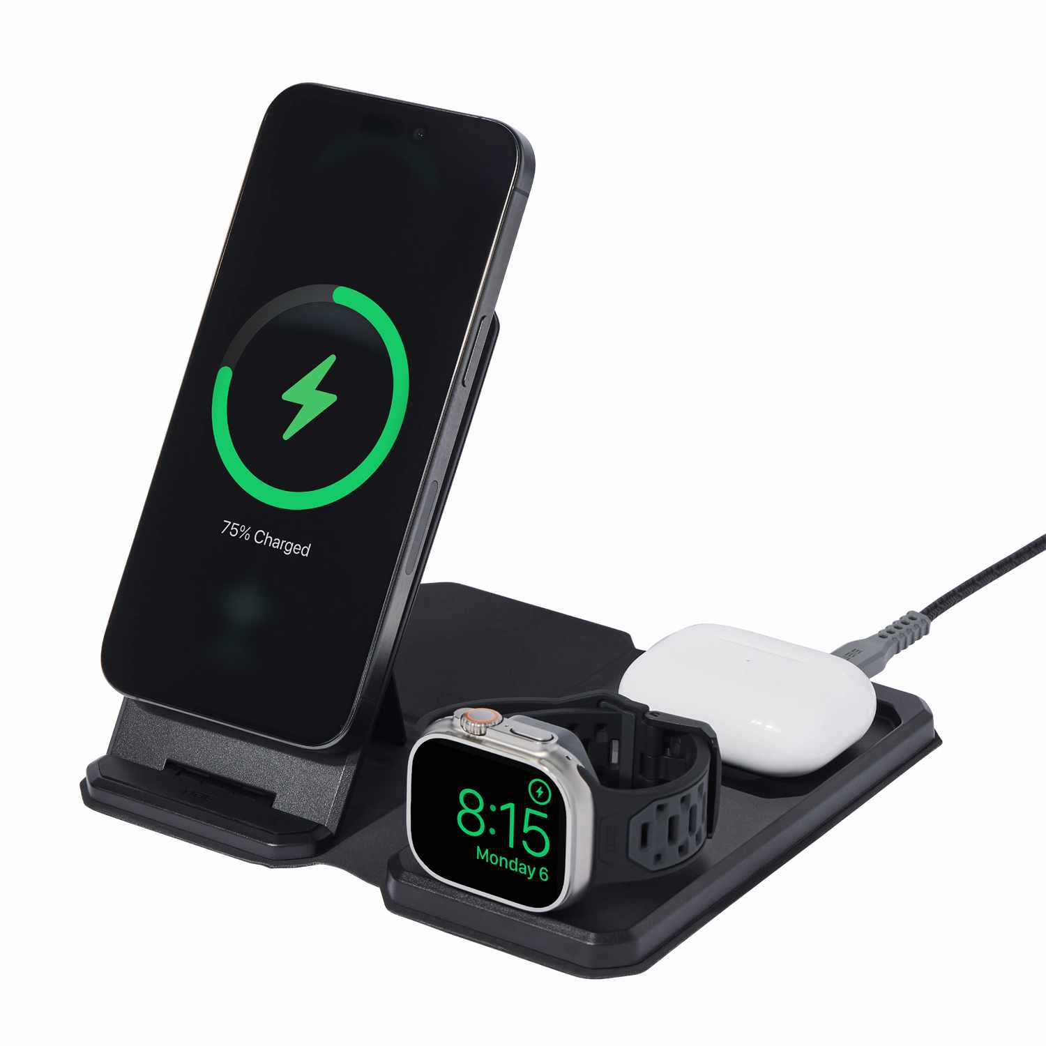 Chargeur de voyage 3-en-1 d'UAG | Noir/gris