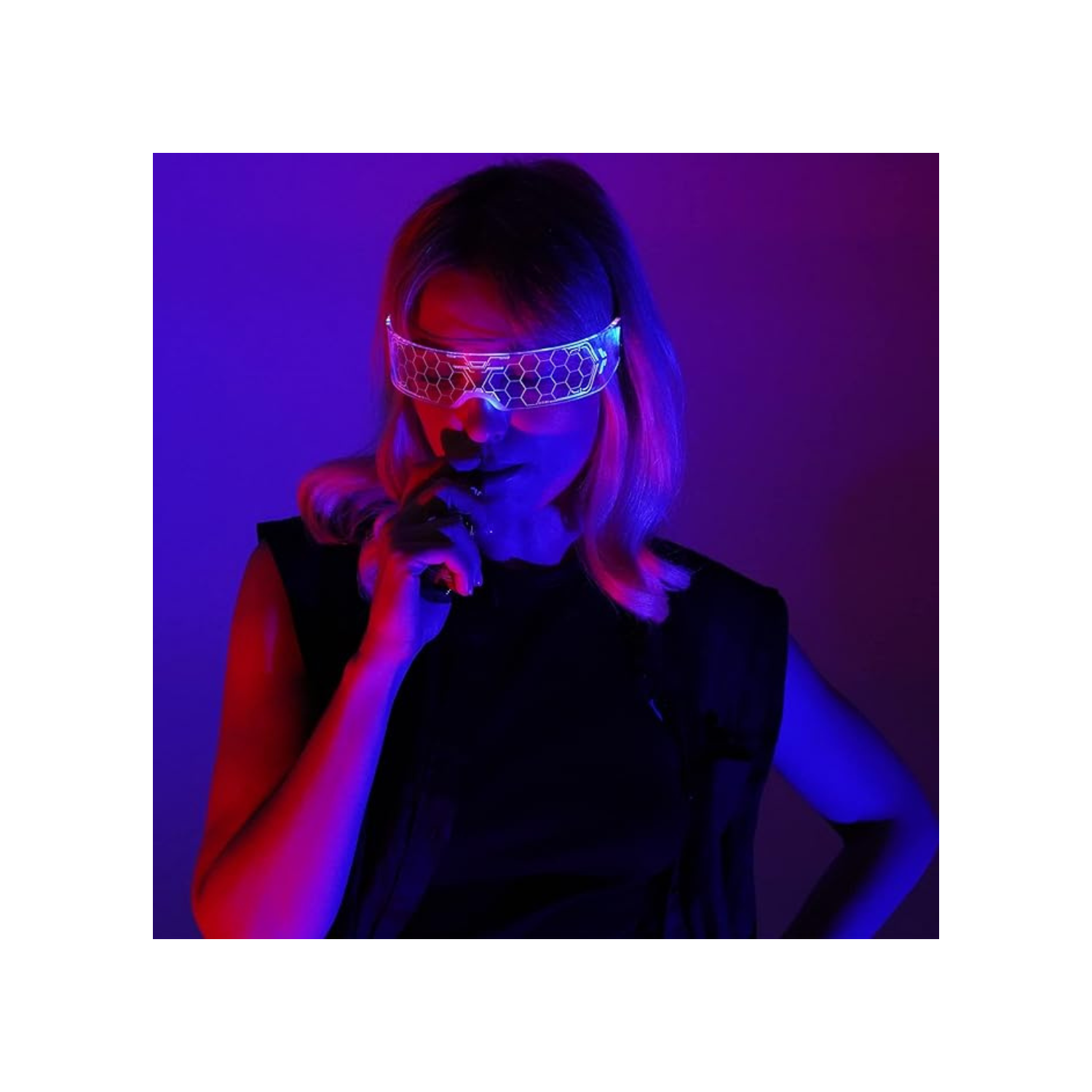 LED Light Up Glasses, 2pcs LED Visor Glasses Neon Luminous Glasses Cool LED Glasses Luminous Glasses for Men Women