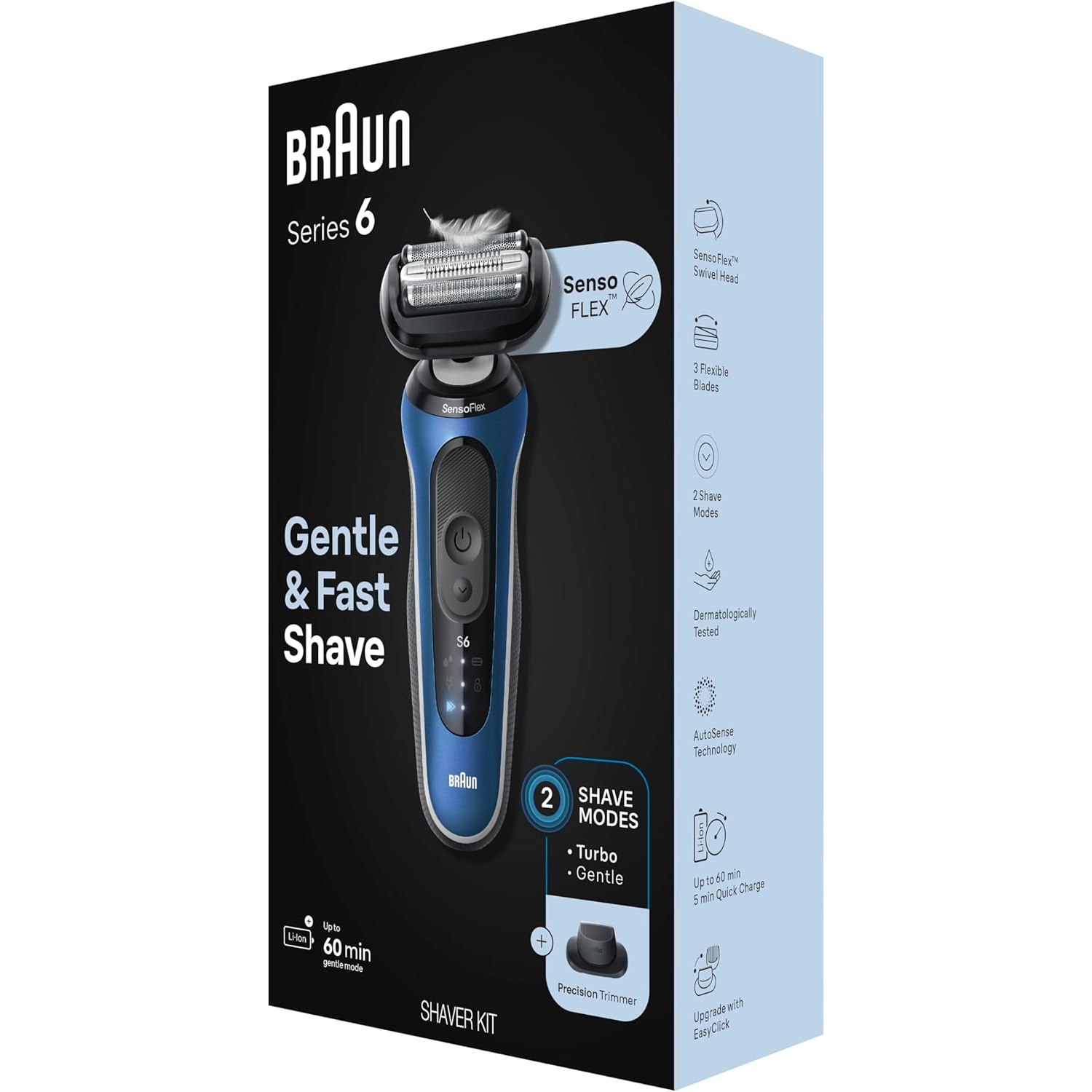 Rasoir électrique Braun pour hommes, série 6 6120s, rasage humide et sec, , rasoir à grille, conçu en Allemagne, avec tondeuse de précision et