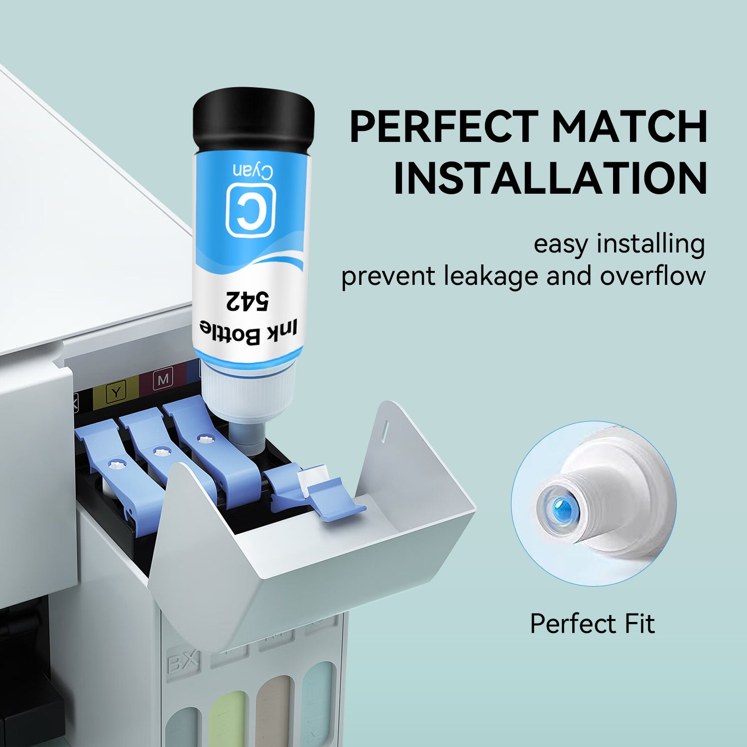 Compatible avec la bouteille d'encre cyan T542 T542220-S d'Epson de Superink