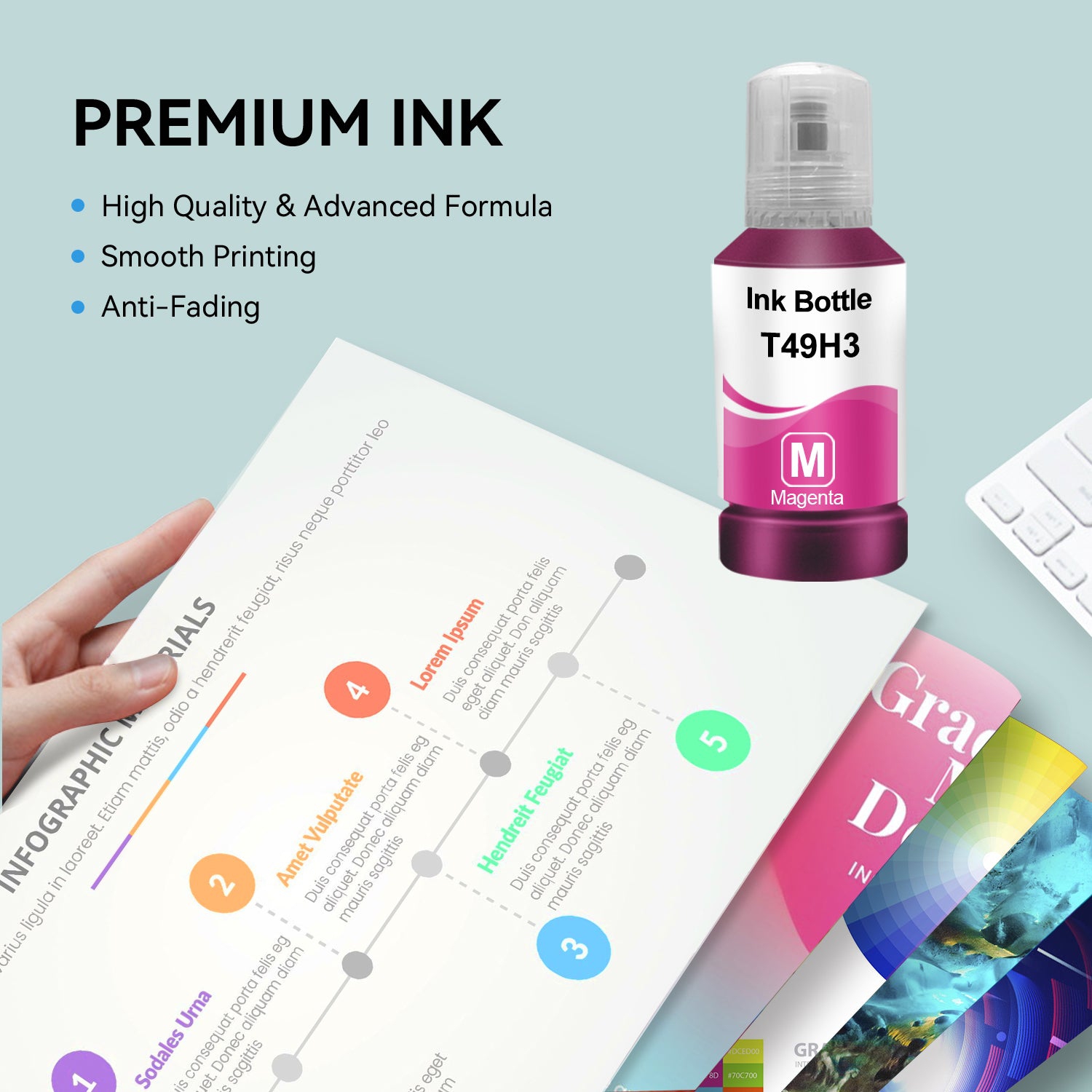 Compatible avec la bouteille d'encre magenta T49H T49H300 d'Epson par Superink