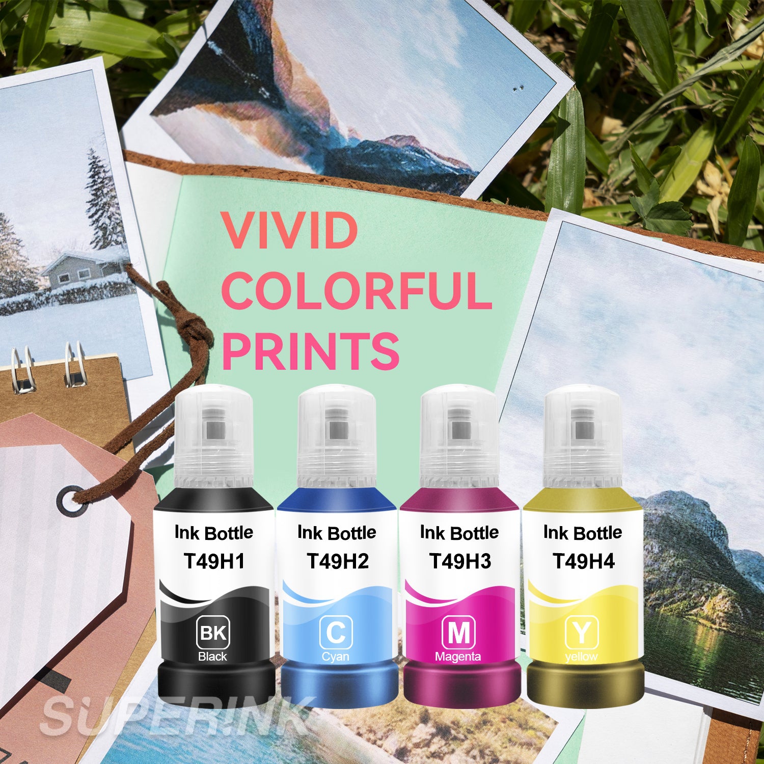 Compatible avec l'ensemble de 4 bouteilles d'encre T49H d'Epson par Superink