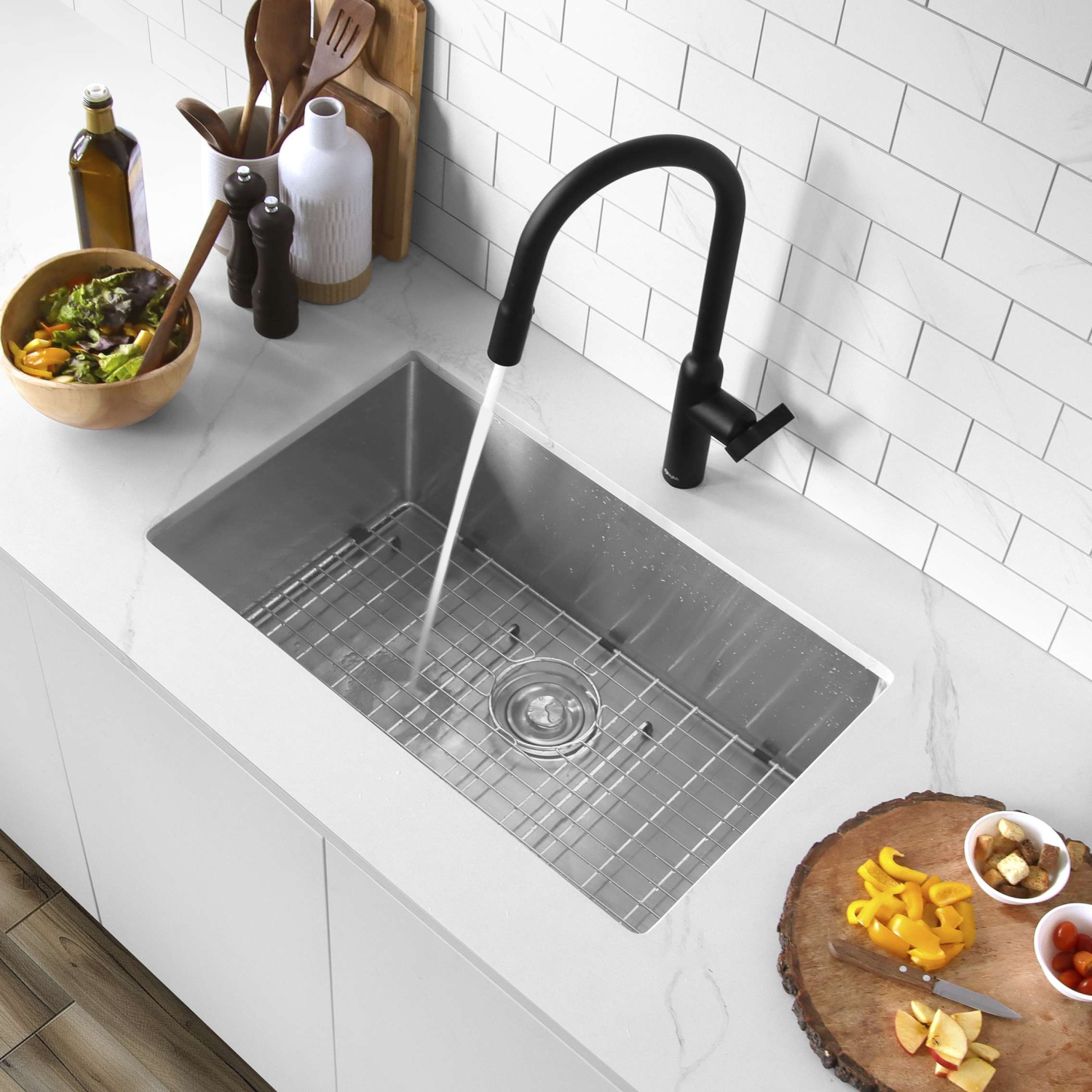 Stylish Dual-Mount 28 inch Stainless Steel Single Bowl Kitchen Sink S-306TG