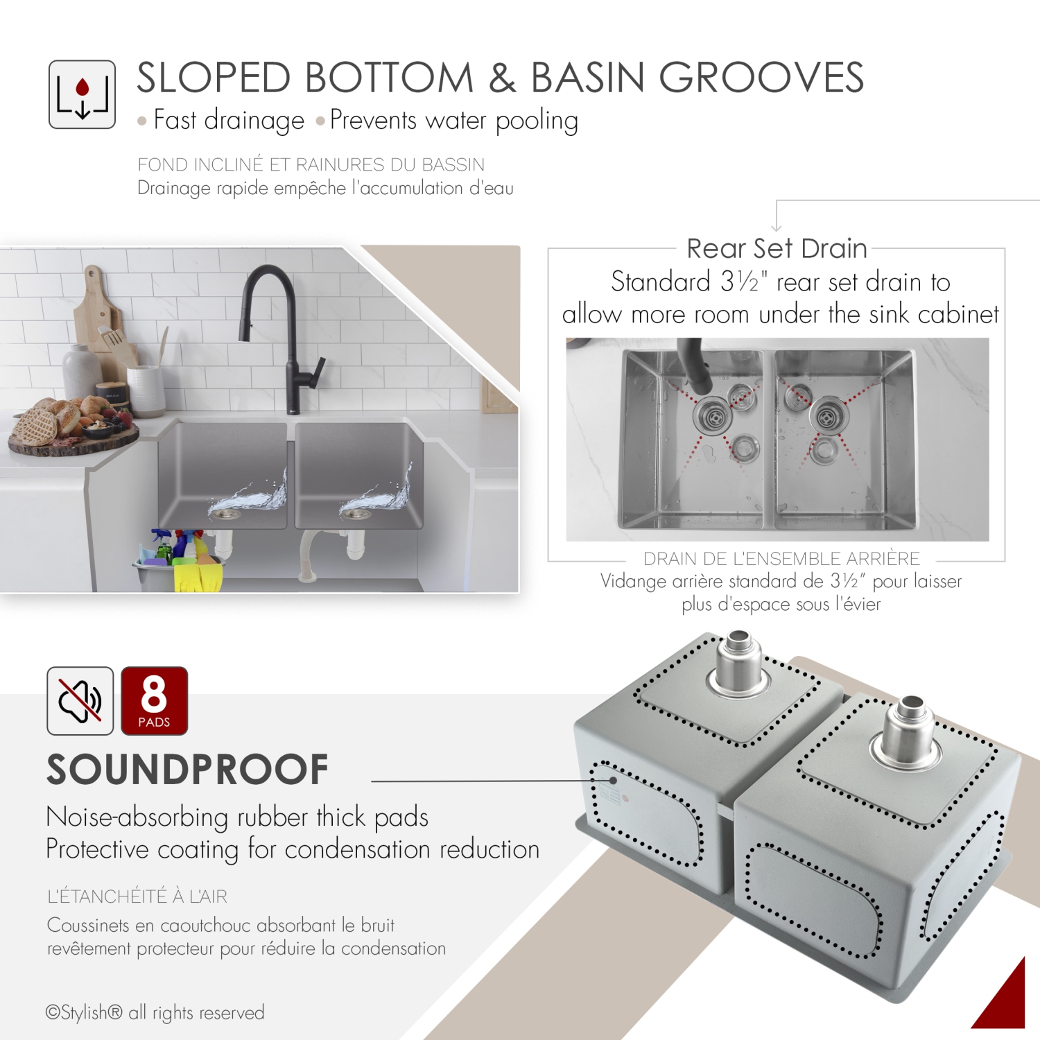 Stylish Dual-Mount 28 inch Stainless Steel Double Bowl Kitchen Sink S-300TG