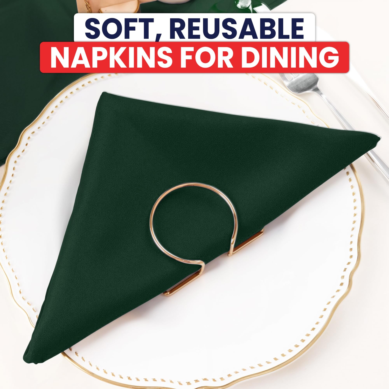 Canadian Linen Hunter Green Dinner Napkins 18"x18", 12 Pack Polyester Reusable Washable Table Linen Napkins for Dinner Resorts Wedding Parties & Hotel
