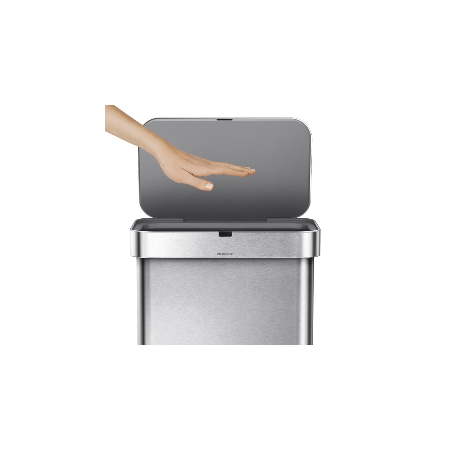 Simplehuman 58L Rectangular Sensor Can - Voice and Motion Activated - Brushed - Plug-in Power Adapter Included