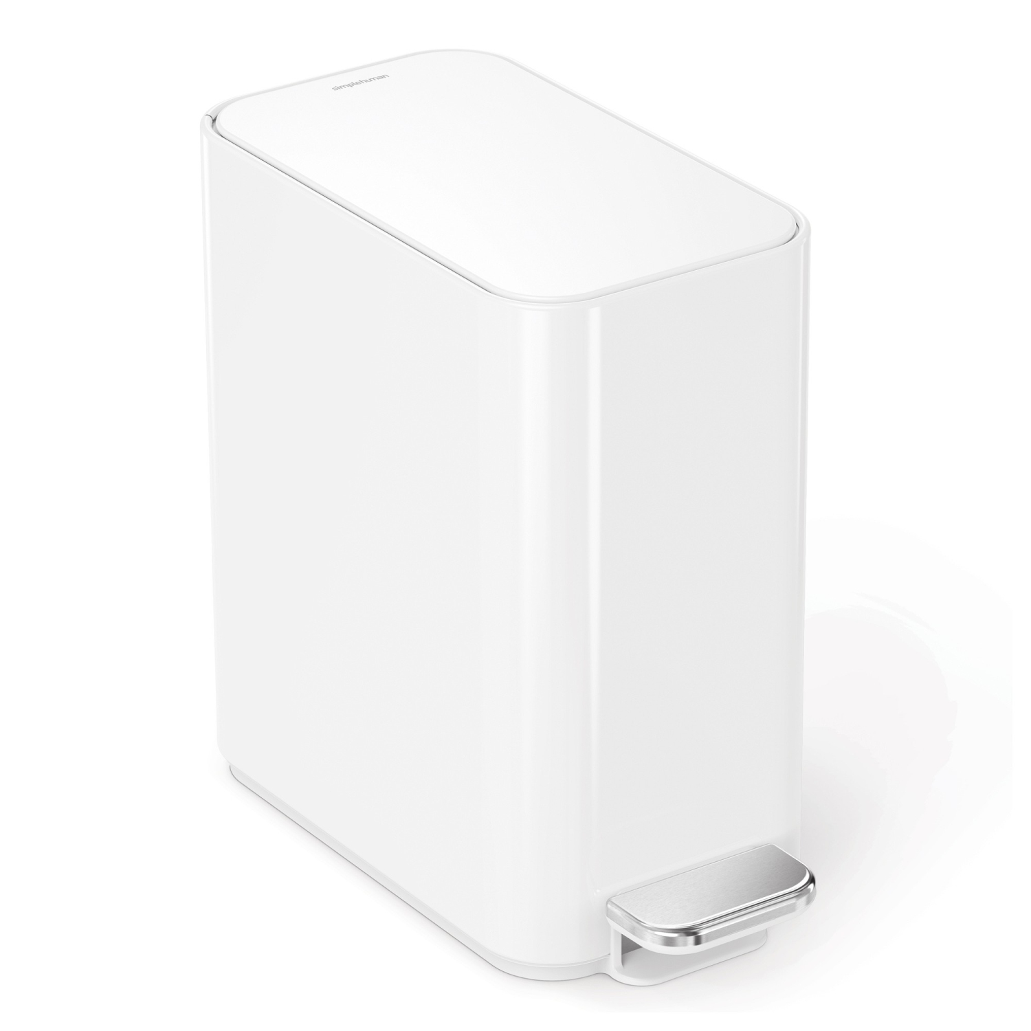 Simplehuman 5L slim step can, white steel