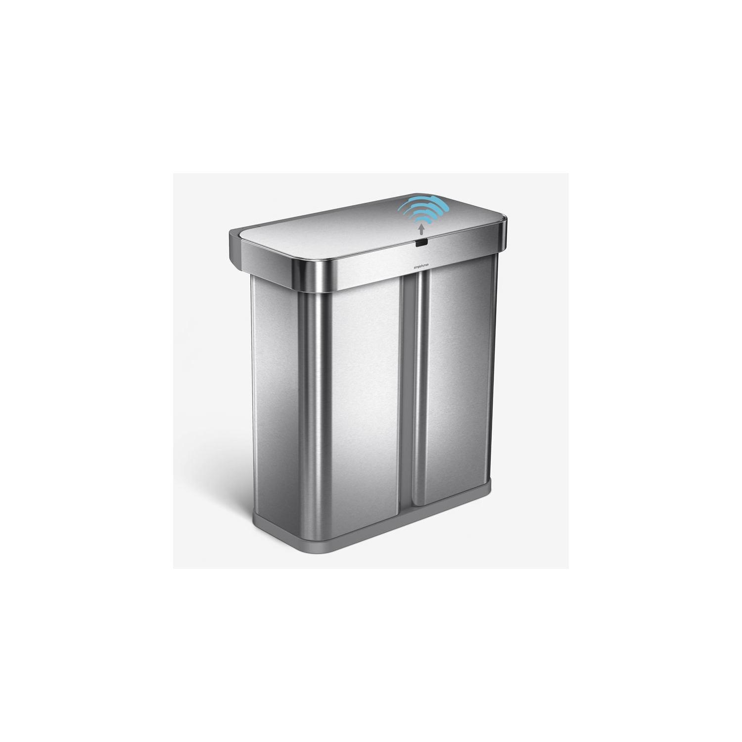 Simplehuman 58L Dual Compartment Sensor Can - Voice + Motion Control - Brushed