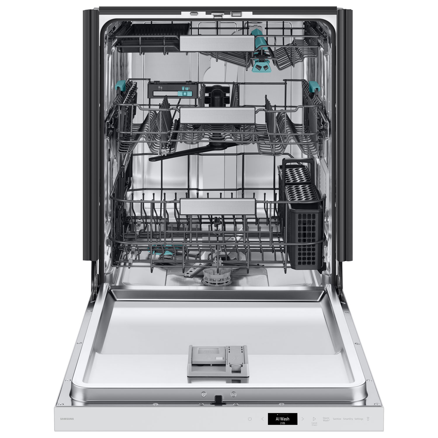 Samsung 24" 38dB Built-In Dishwasher with AI Wash & Third Rack - White Glass