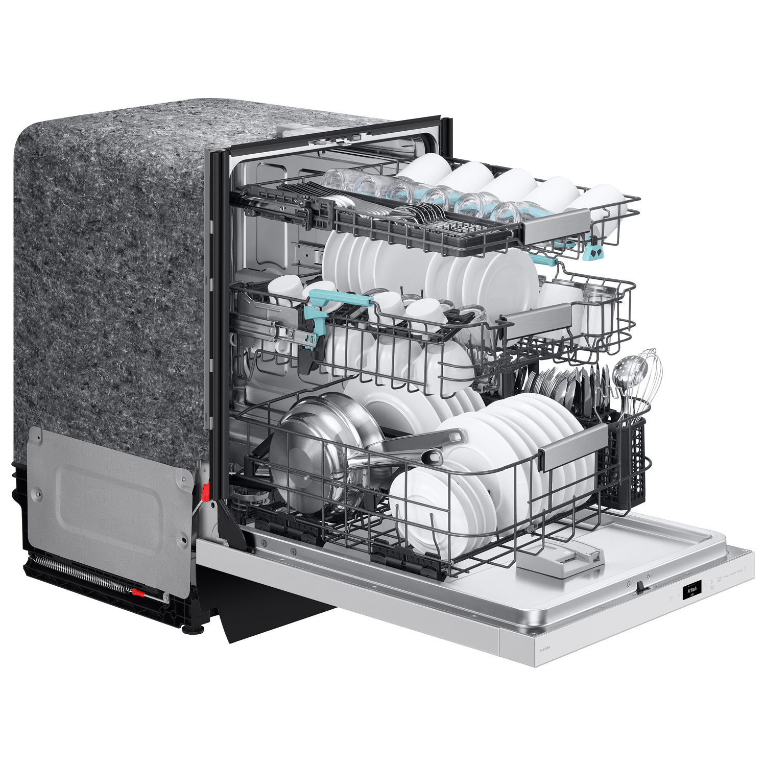 Samsung 24" 38dB Built-In Dishwasher with AI Wash & Third Rack - White Glass