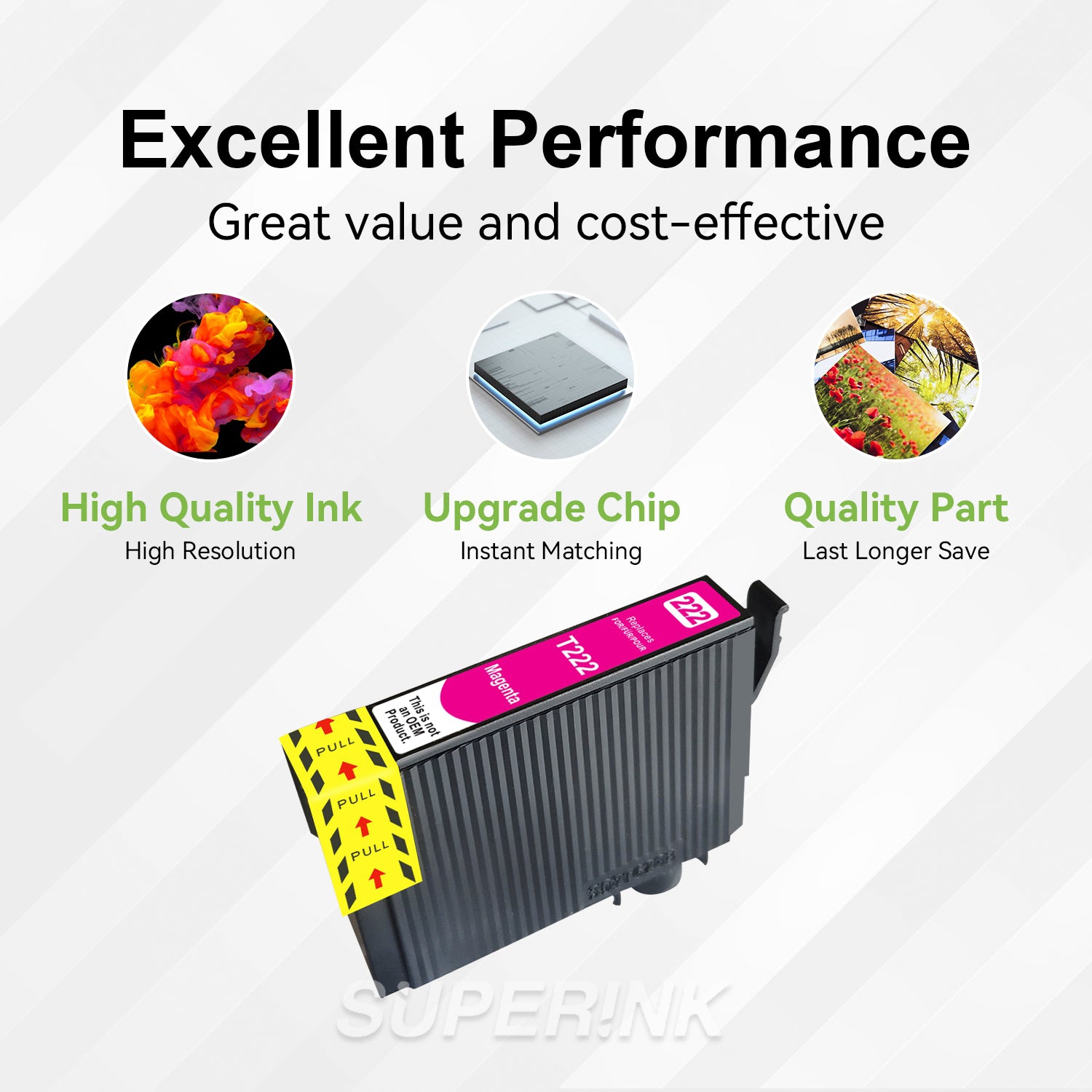 Compatible avec la cartouche d'encre magenta T222 T222320-S pour Epson de Superink