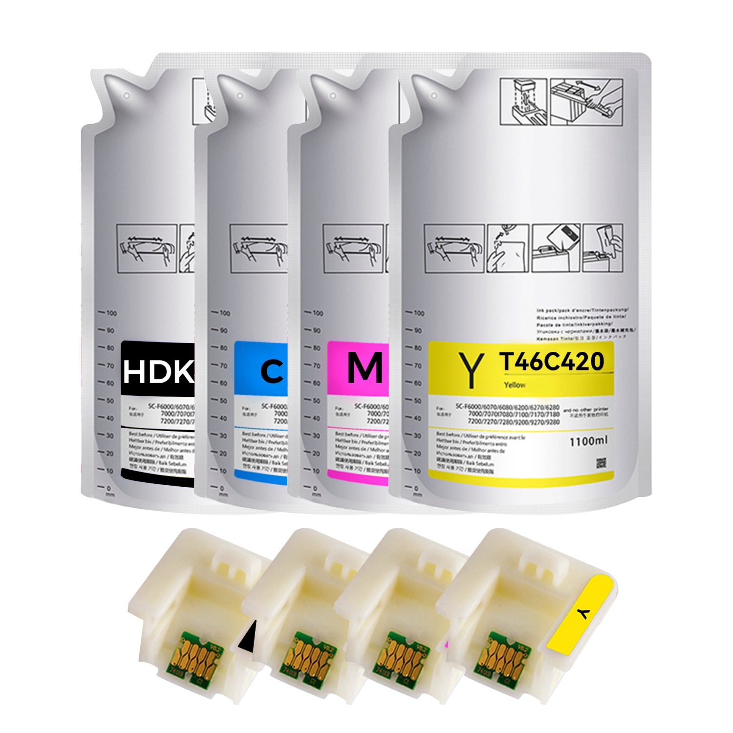 Compatible Epson T46C DS Ink Pack Set, 4x1100ML By Superink