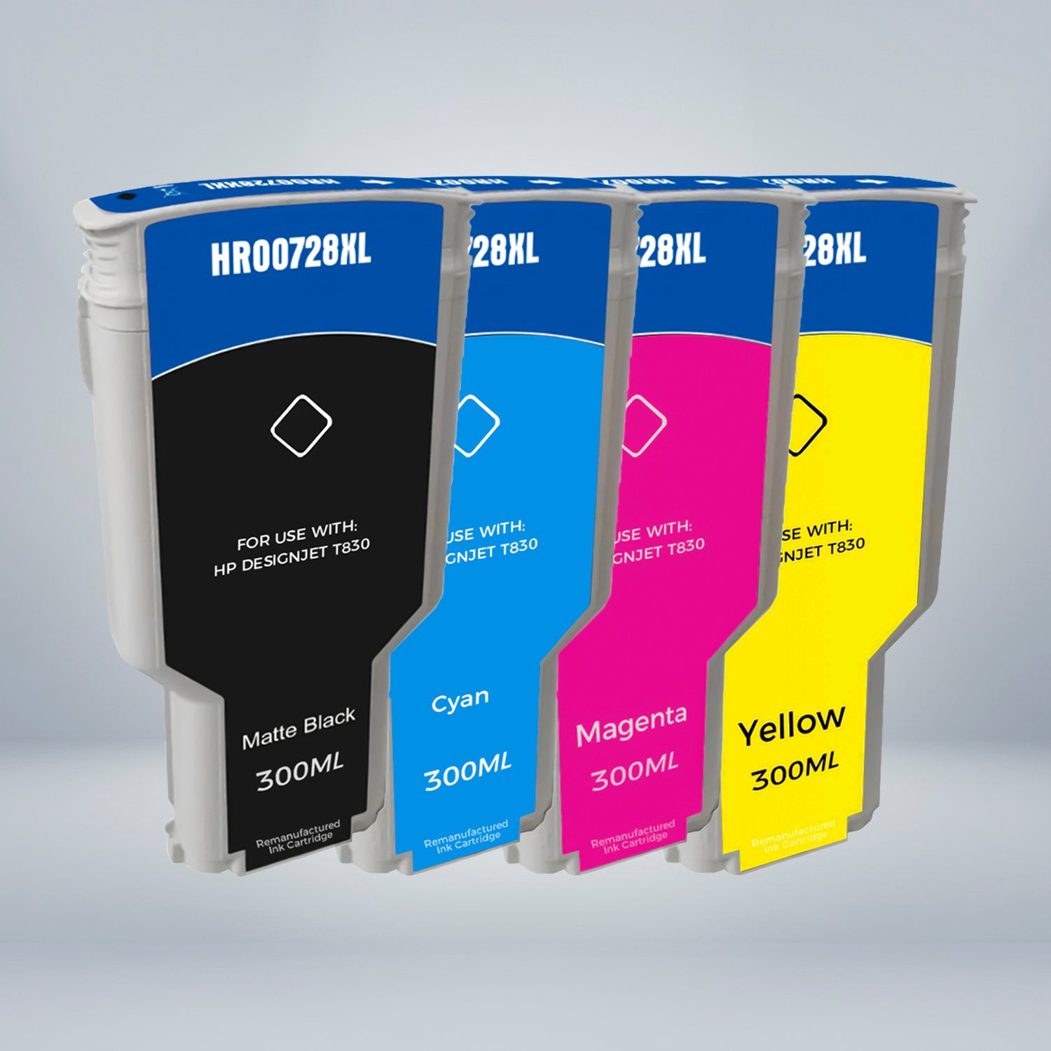 Compatible HP 728 300ML Ink Cartridge Combo MBK/C/M/Y By Superink