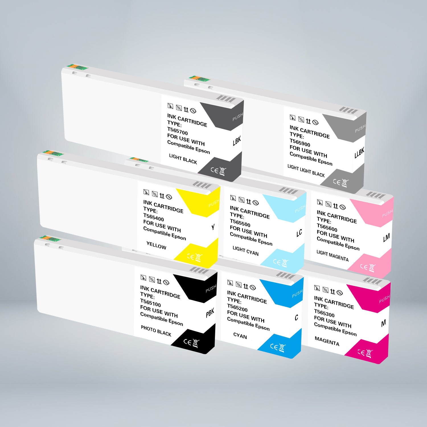 Compatible Epson T565 220ML Set of 8 Ink Cartridge By Superink