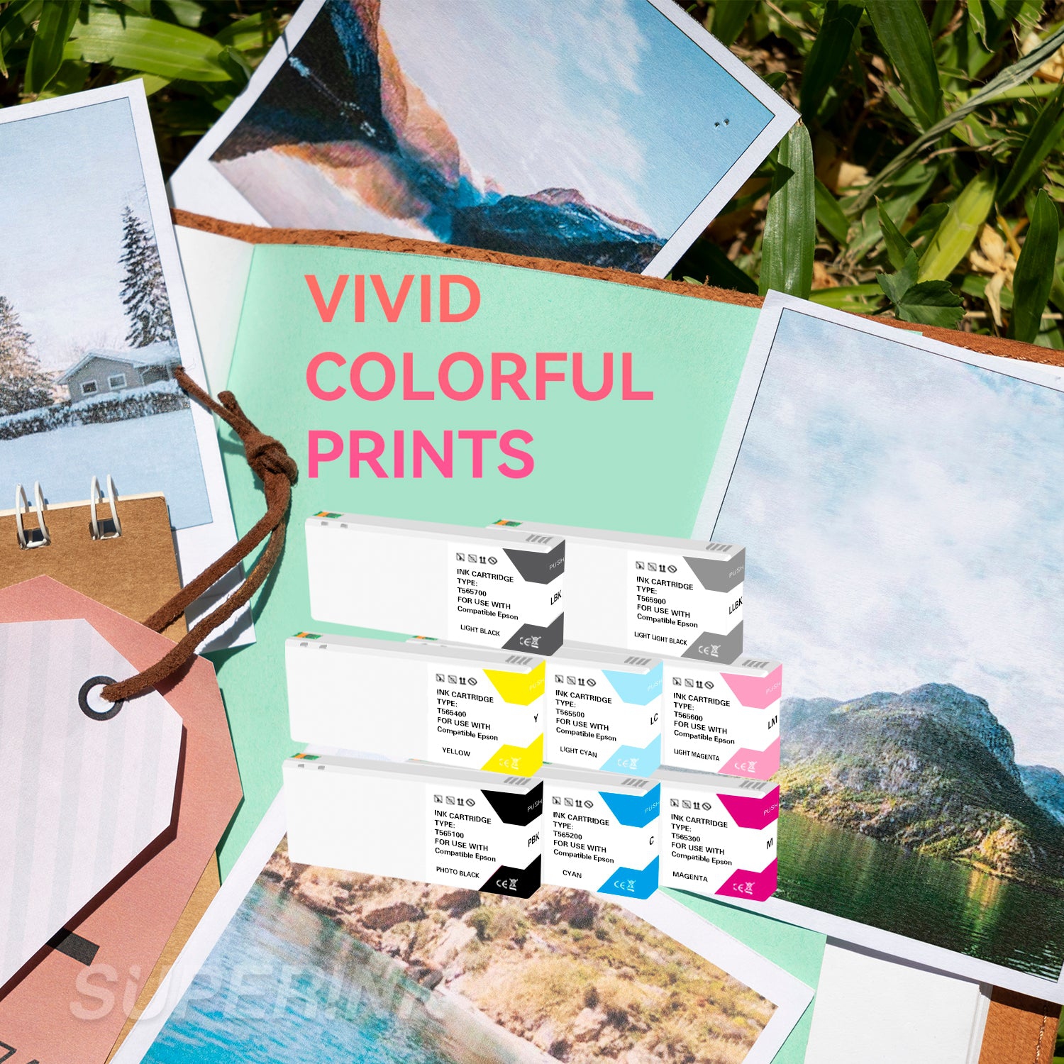 Compatible Epson T565 220ML Set of 8 Ink Cartridge By Superink