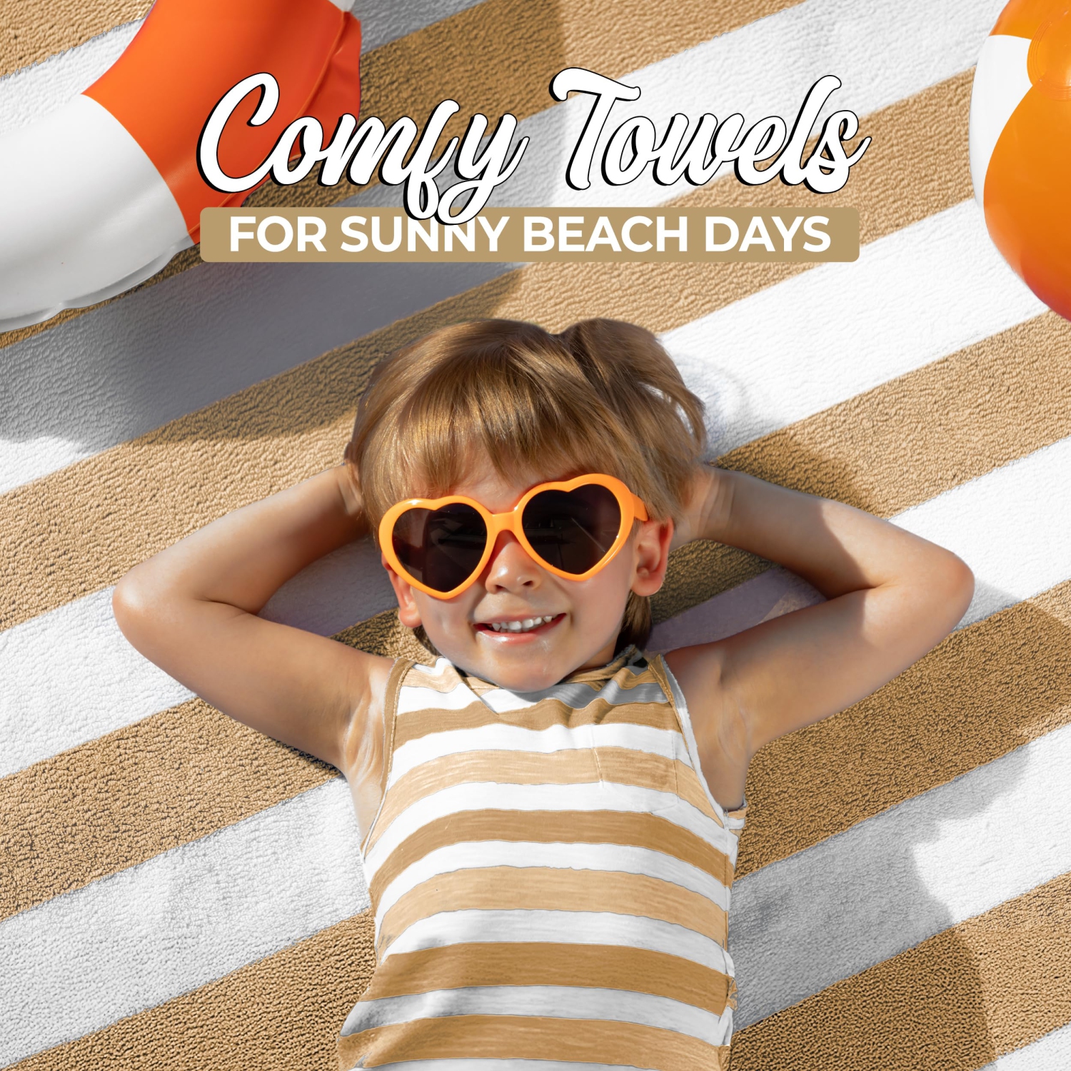 Canadian Linen – Ensemble de serviettes de plage à rayures Cabana Stripe, 4 30 x 60&nbsp;po, coton doux et doux, séchage rapide, grande serviette de