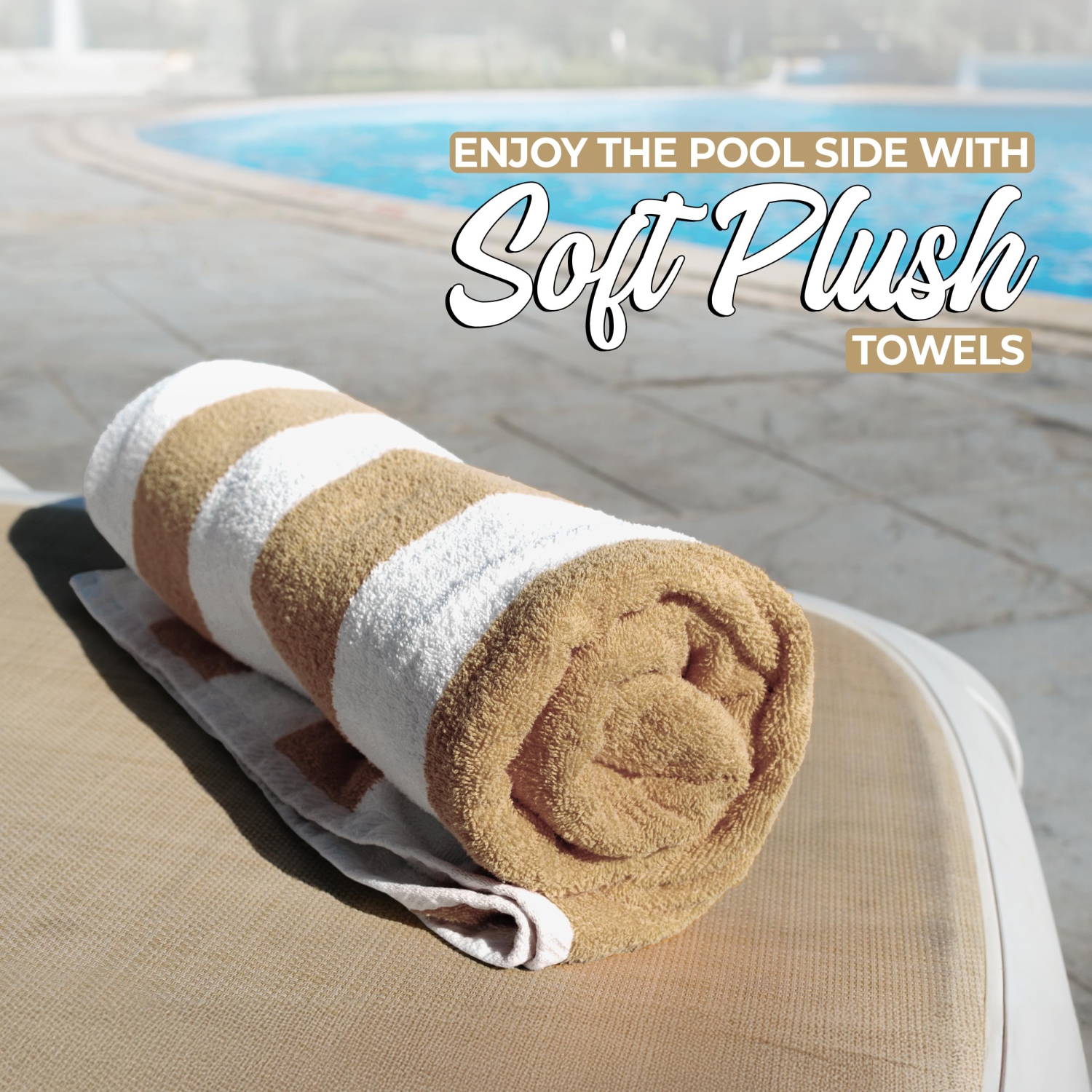 Canadian Linen – Ensemble de serviettes de plage à rayures Cabana Stripe, 4 30 x 60&nbsp;po, coton doux et doux, séchage rapide, grande serviette de