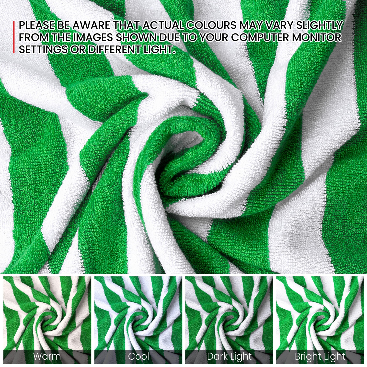 Canadian Linen – Ensemble de serviettes de plage à rayures Cabana, 4 serviettes de plage, 30 x 60&nbsp;po, coton doux, séchage rapide et léger,