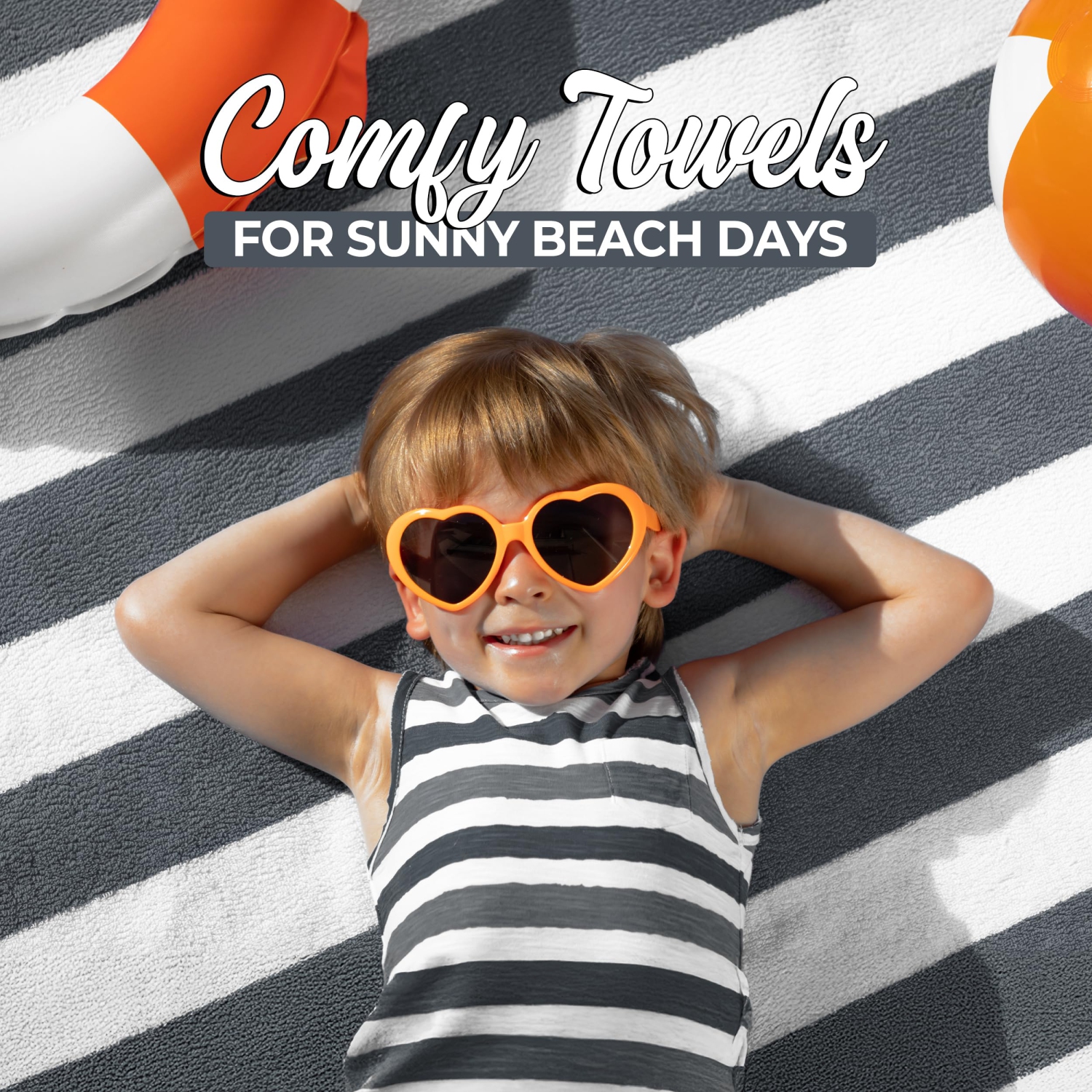 Canadian Linen – Ensemble de serviettes de plage à rayures Cabana Stripe, paq. 4, 30 x 60&nbsp;po, coton doux et absorbant, séchage rapide, grande