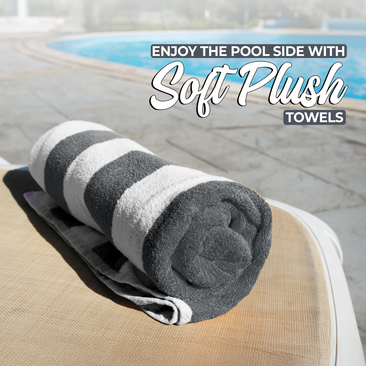 Canadian Linen – Ensemble de serviettes de plage à rayures Cabana Stripe, paq. 4, 30 x 60&nbsp;po, coton doux et absorbant, séchage rapide, grande