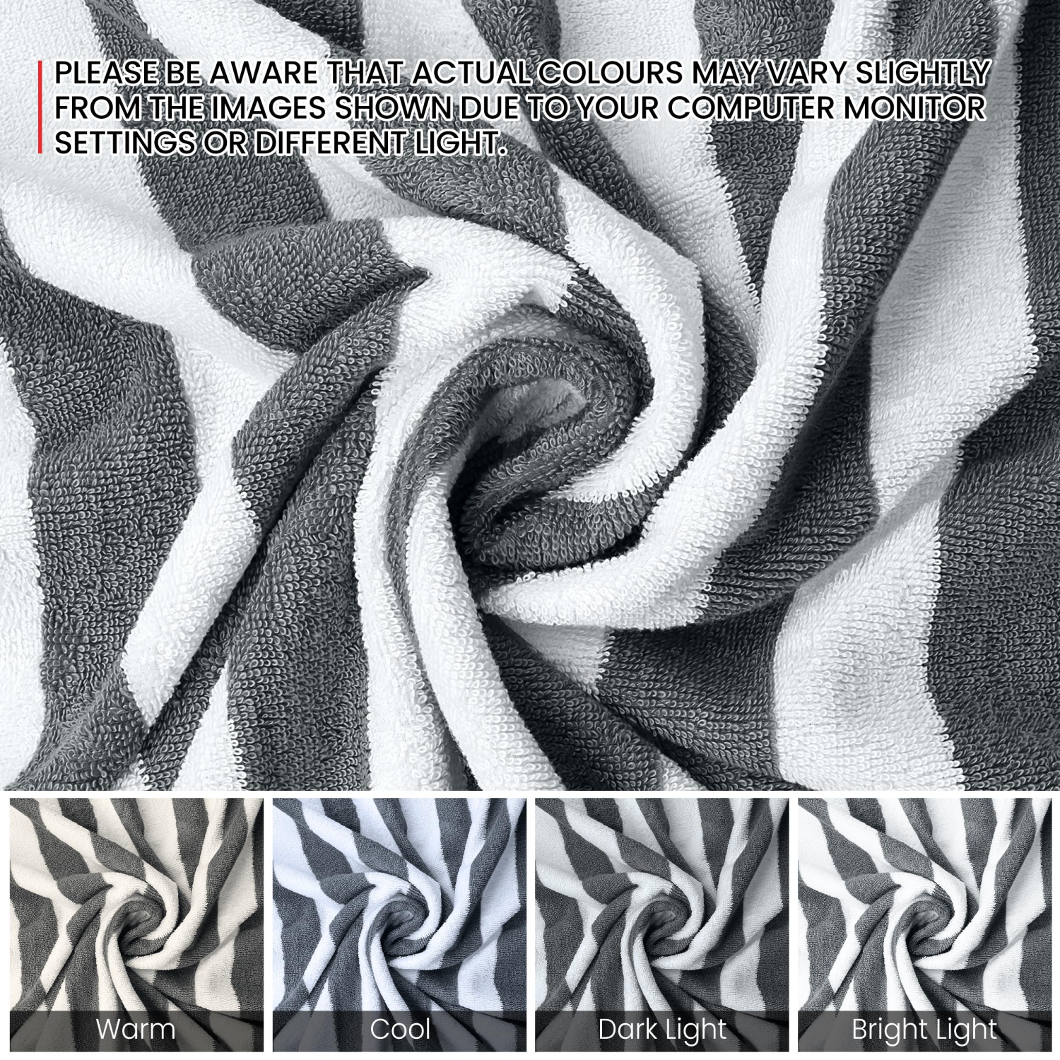 Canadian Linen – Ensemble de serviettes de plage à rayures Cabana Stripe, paq. 4, 30 x 60&nbsp;po, coton doux et absorbant, séchage rapide, grande