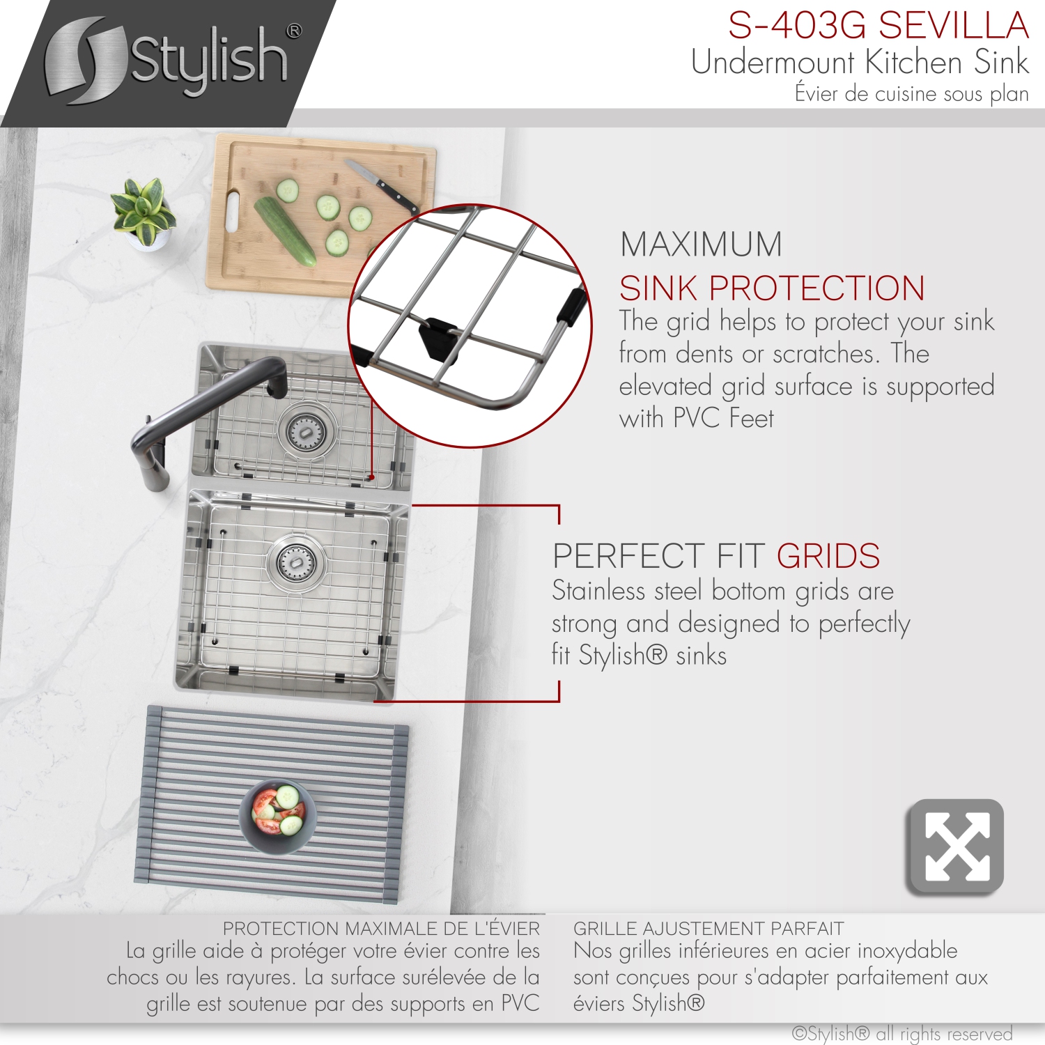 Stylish Undermount 28 inch Stainless steel double bowl 60/40 kitchen sink S-403G