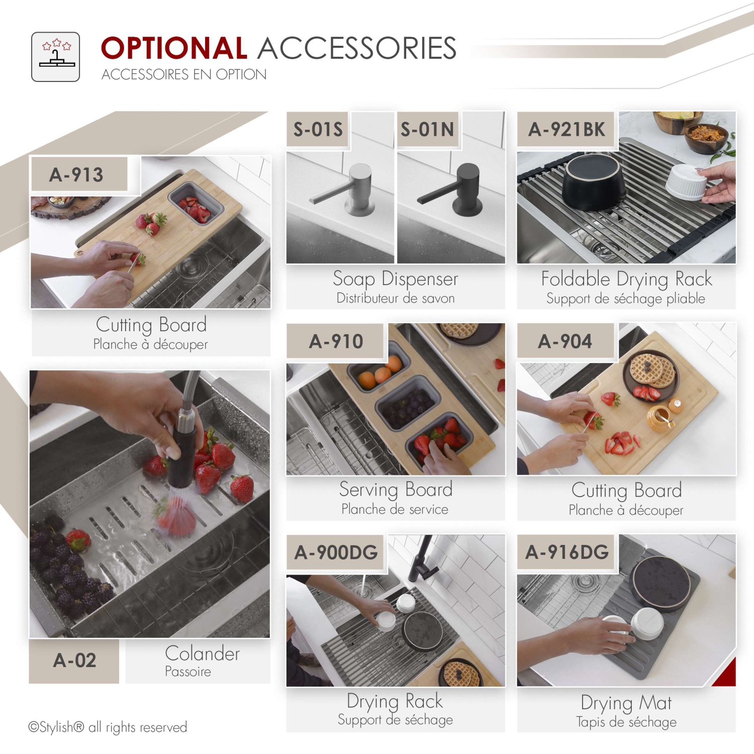 Stylish Undermount 33 inch Stainless Steel 60/40 Double Bowl 60/40 Kitchen Sink S-322XG