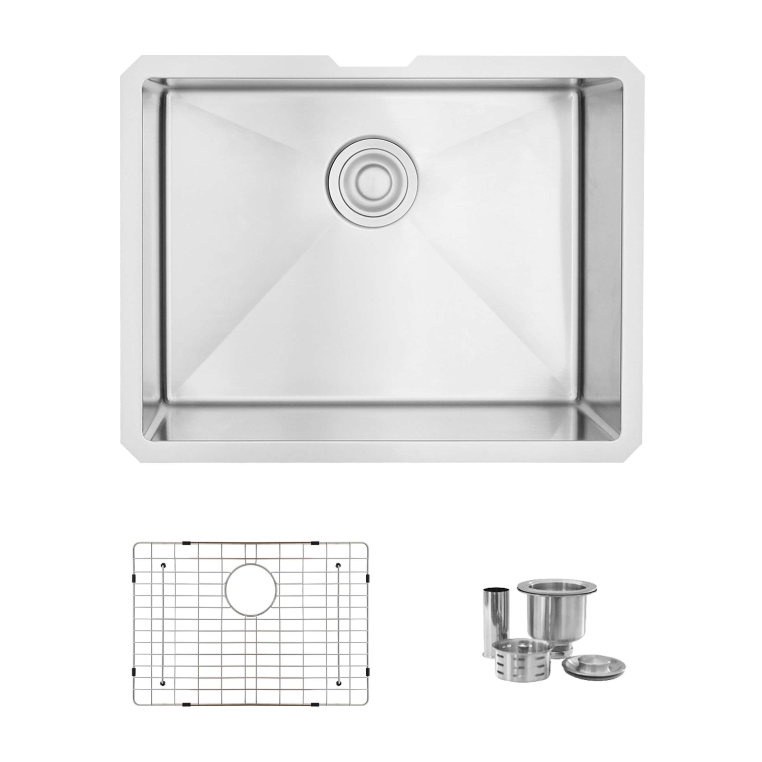 Stylish Undermount 23 inch Stainless Steel Single Bowl Kitchen Sink S-307XG