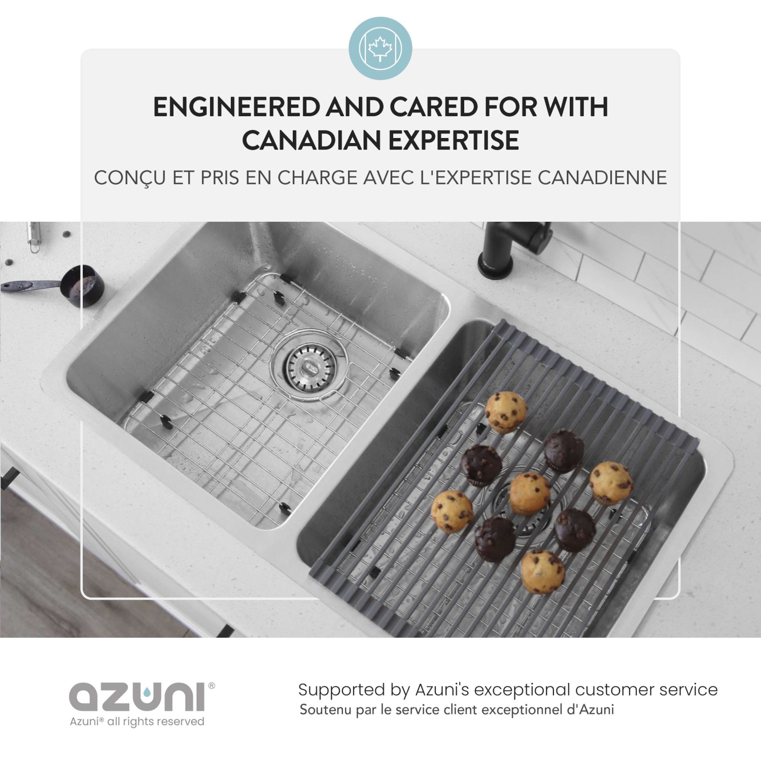 AZUNI Maxi Dual Mount 32" Double-Bowl Stainless Steel Kitchen Sink C233