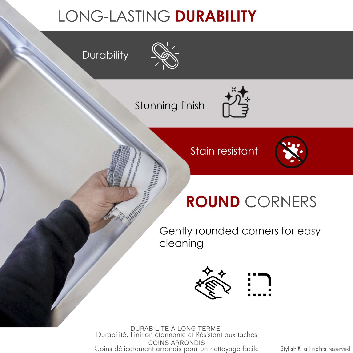 Stylish Dual-Mount 23" Stainless Steel Single Bowl Kitchen Sink S-203T