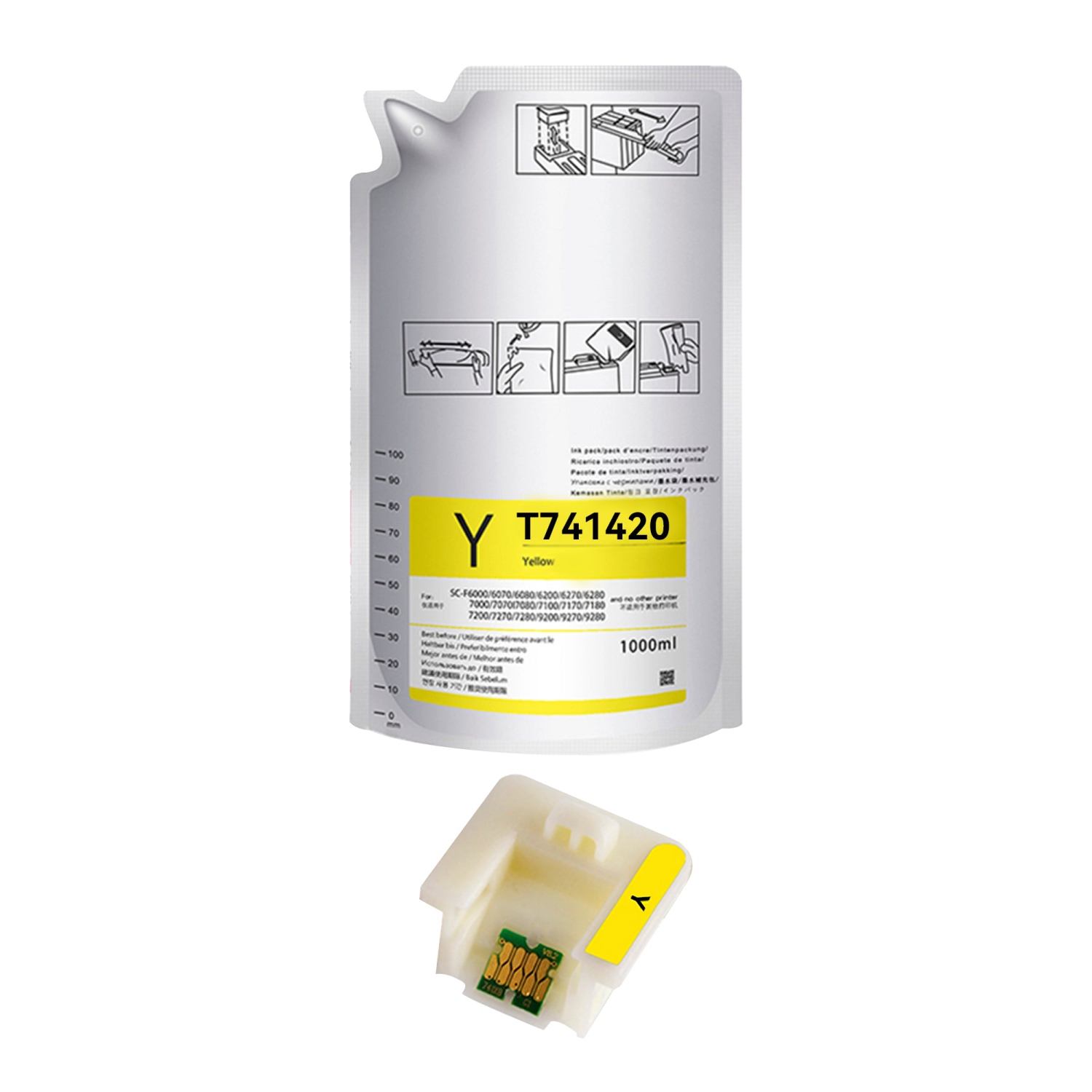 Compatible Epson T741420 DS Ink Pack, 1 Liter - Yellow By Superink