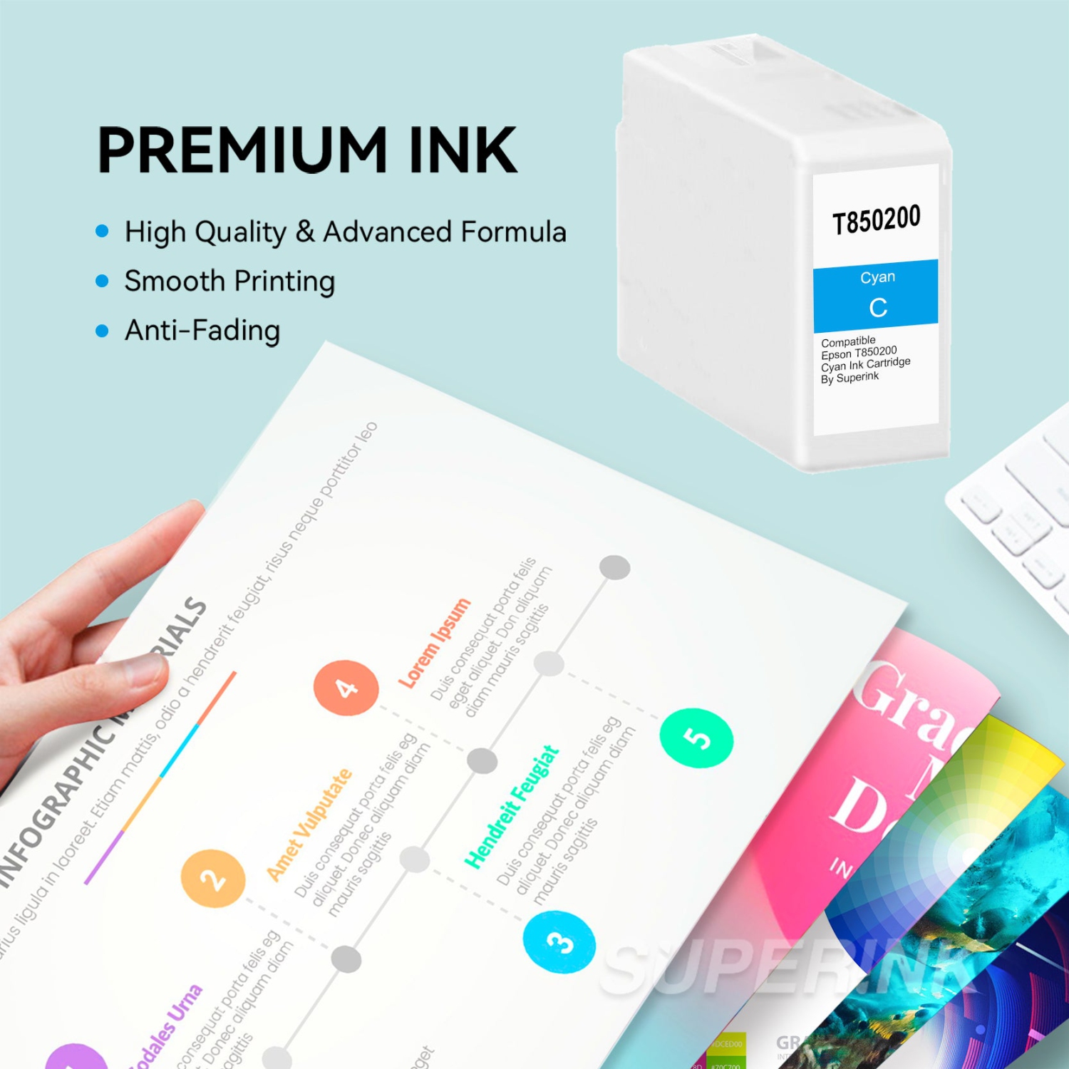 Compatible Epson T850200 Cyan Ink Cartridge By Superink