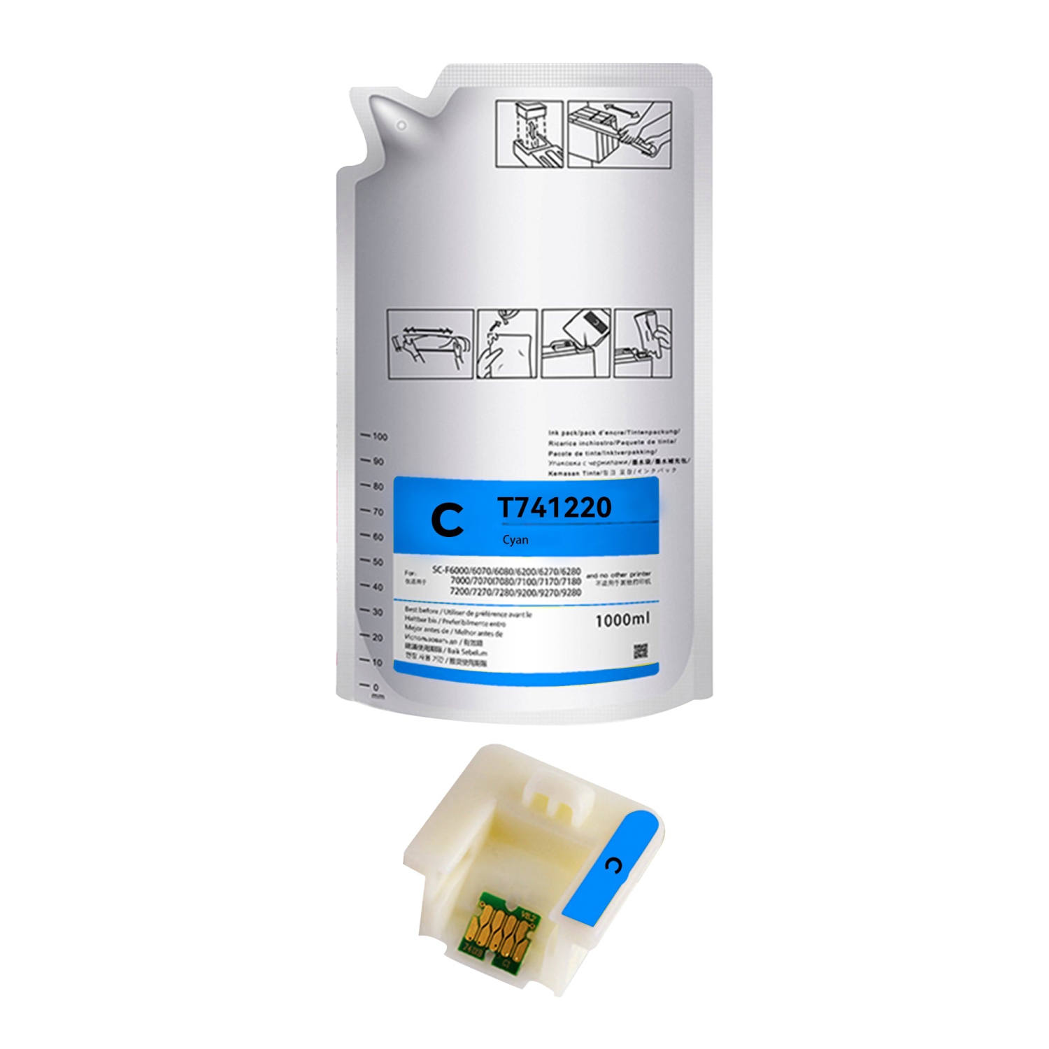 Compatible Epson T741220 DS Ink Pack, 1 Liter - Cyan By Superink