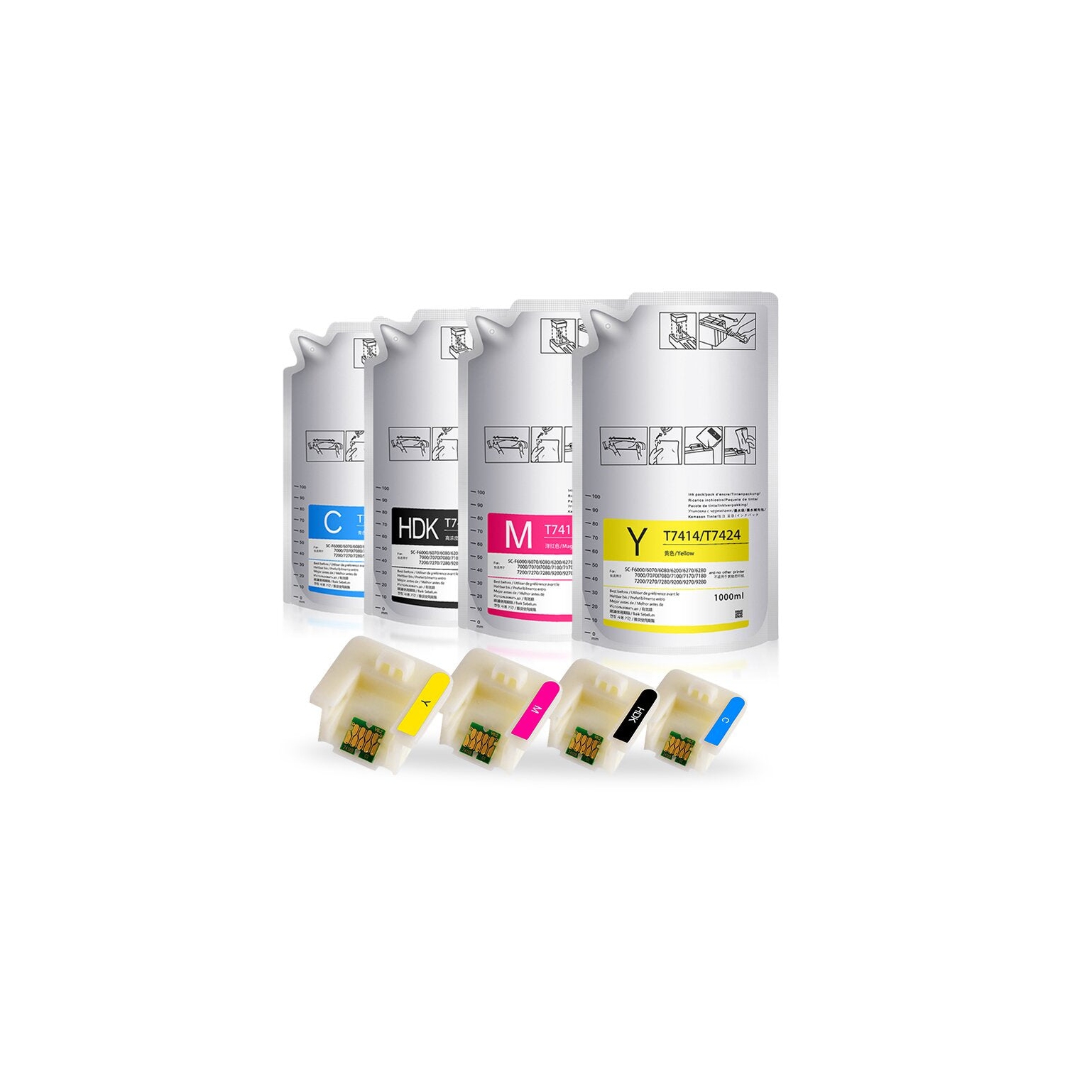 Compatible Epson T741 DS Ink Pack Combo, 4 X 1 Liter By Superink