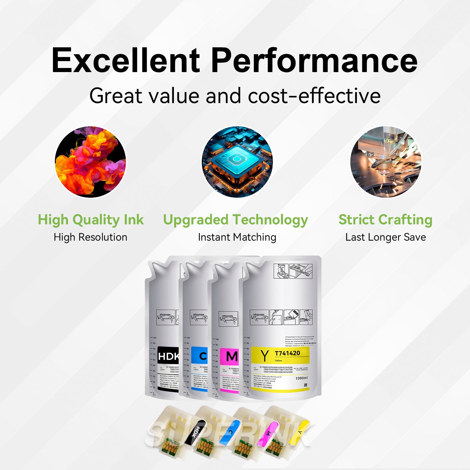 Compatible Epson T741 DS Ink Pack Combo, 4 X 1 Liter By Superink