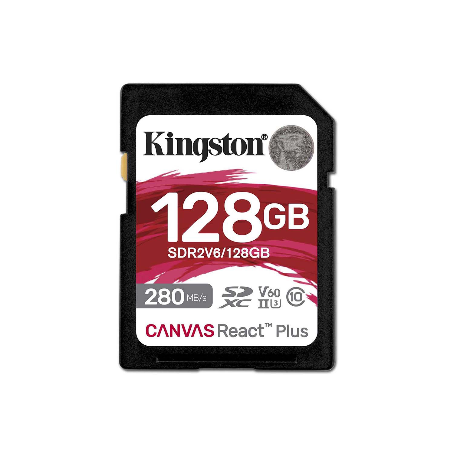 Kingston – Carte mémoire SD Canvas React Plus V60, SDXC UHS-II 280R/100&nbsp;W U3/60/4K, capacité 128&nbsp;Go