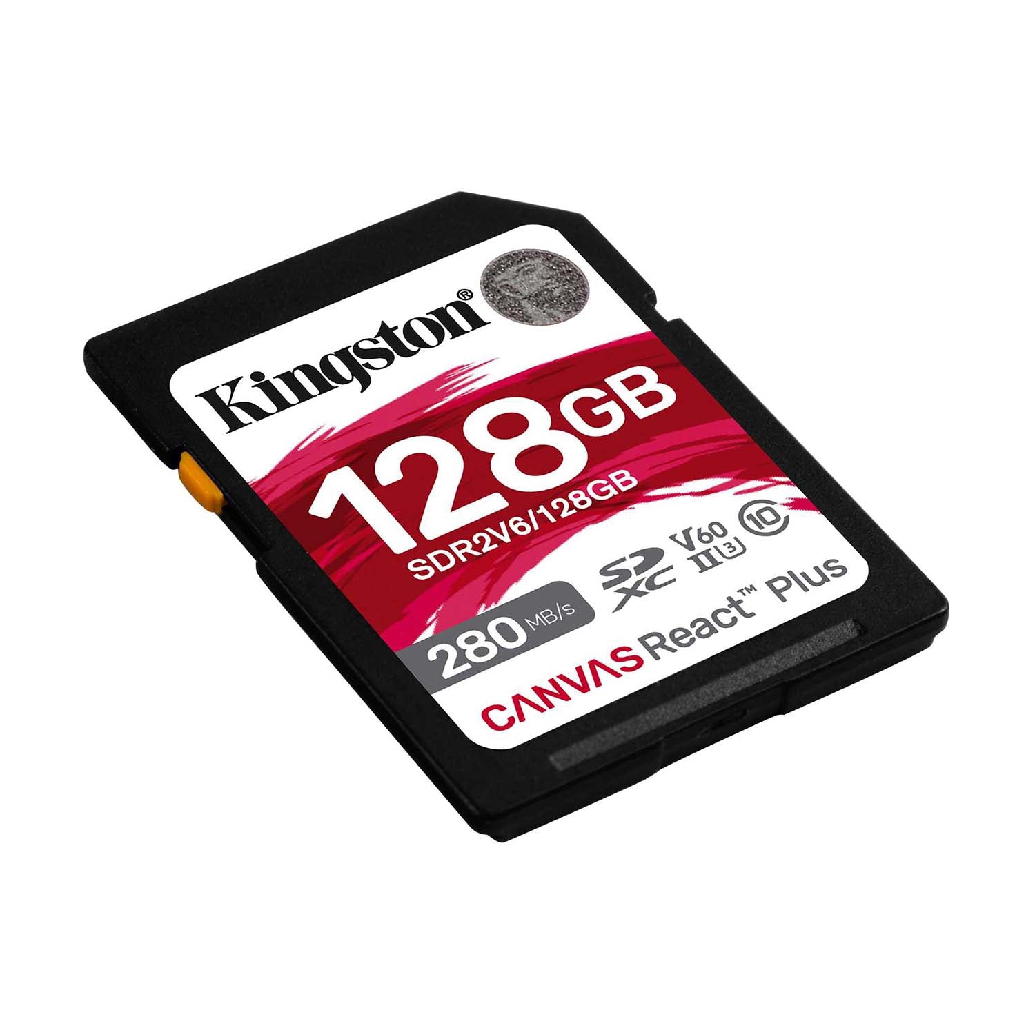Kingston – Carte mémoire SD Canvas React Plus V60, SDXC UHS-II 280R/100 W U3/60/4K, capacité 128 Go