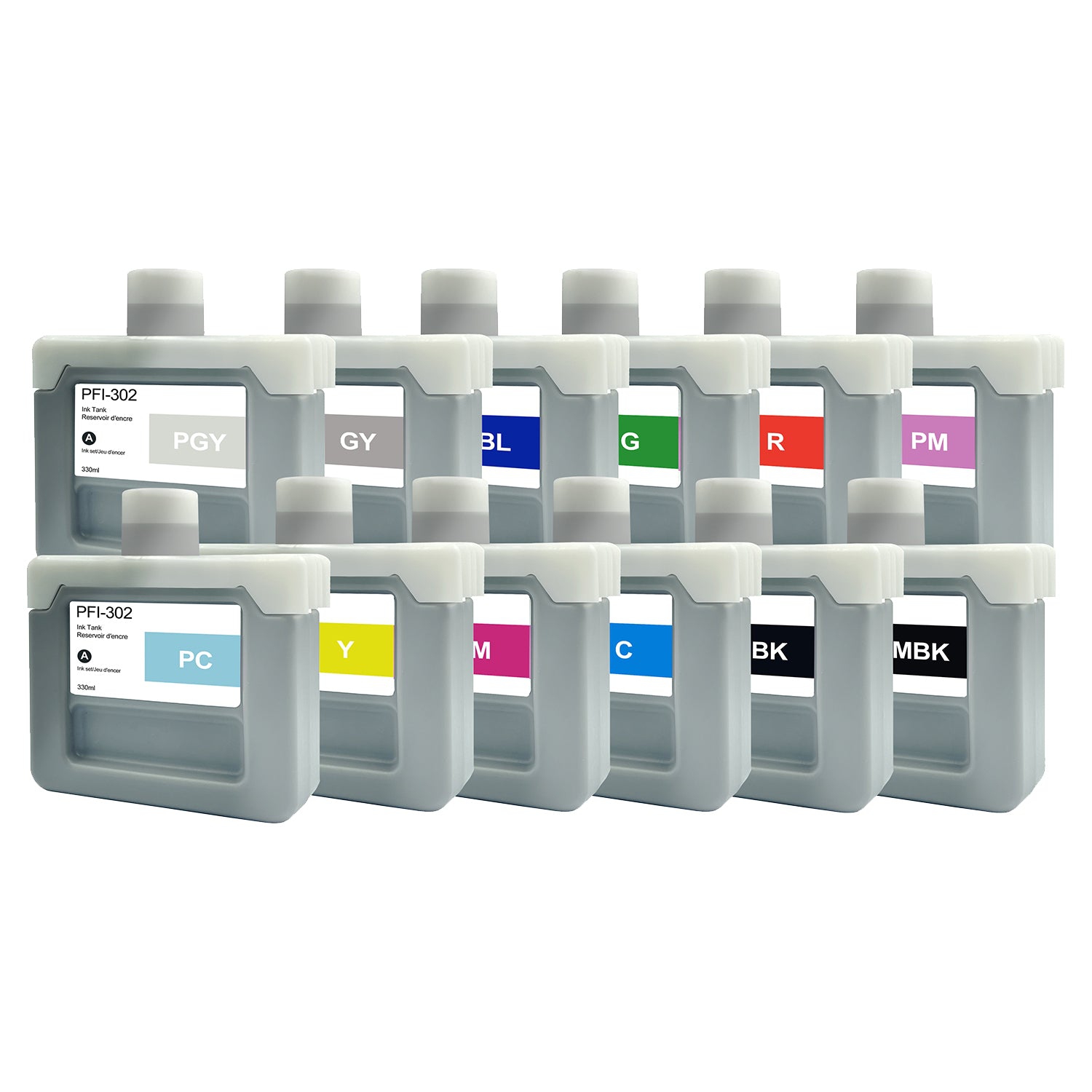 Compatible Canon PFI-301 + PFI-302 330ml 12pcs Ink Combo By Superink