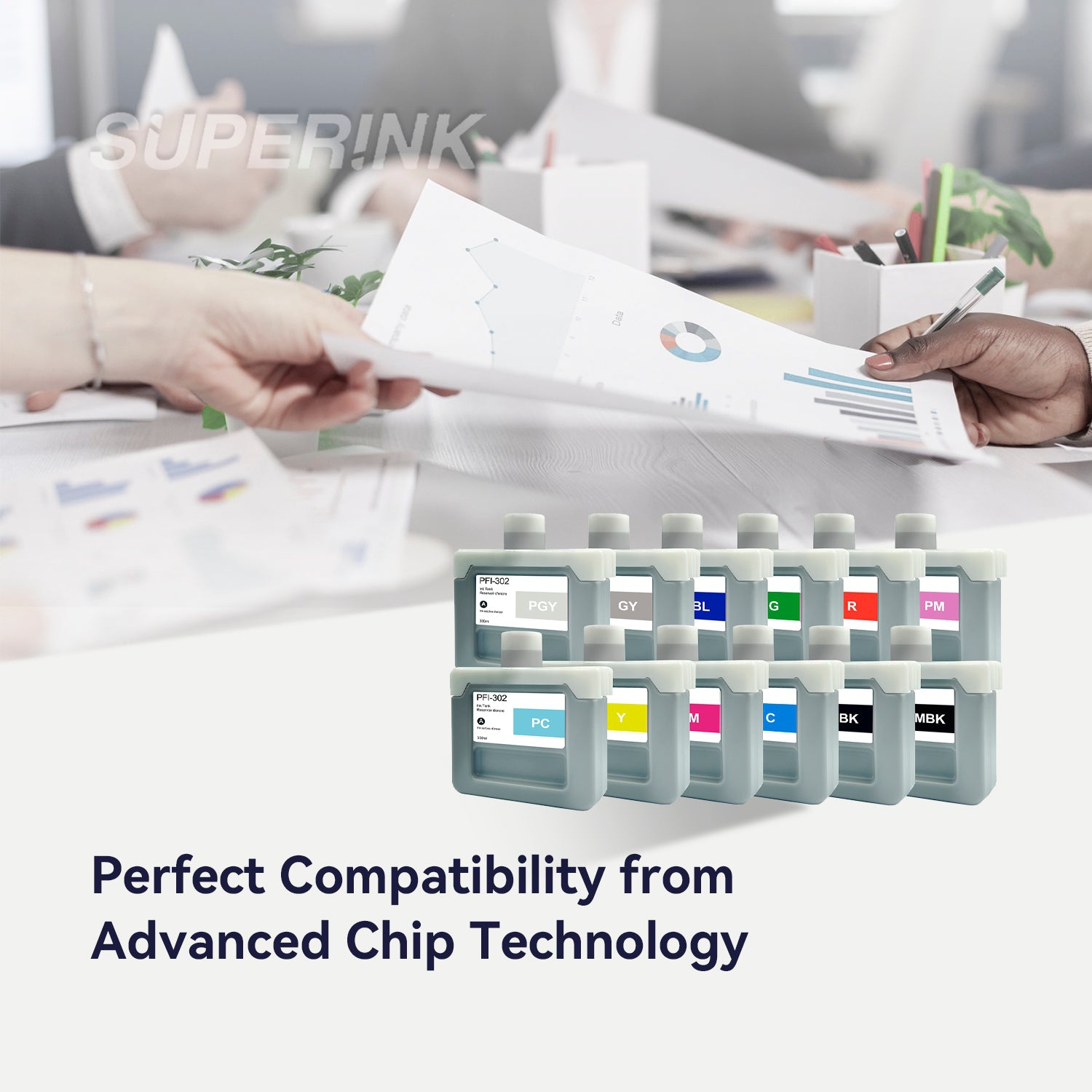 Compatible Canon PFI-301 + PFI-302 330ml 12pcs Ink Combo By Superink