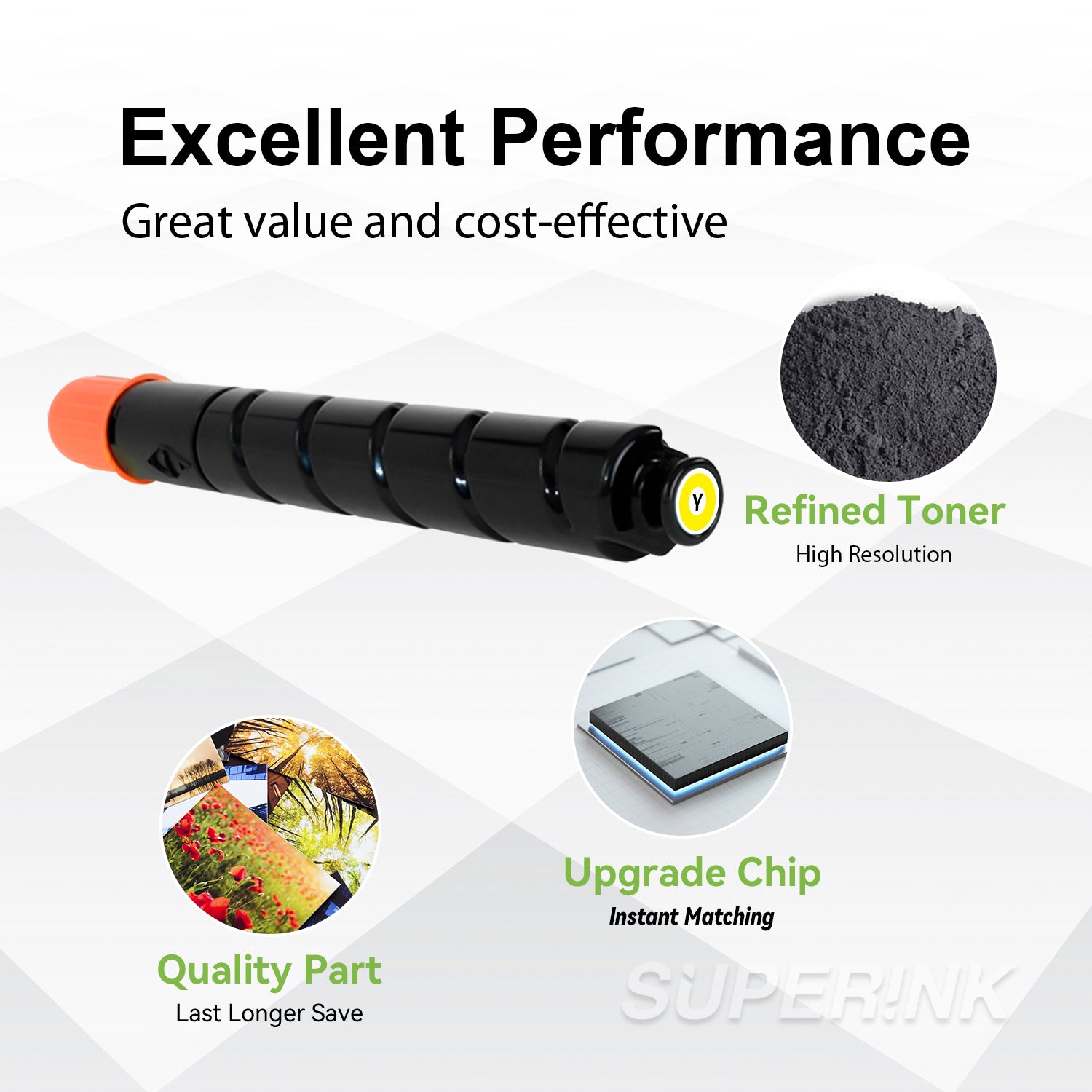 Compatible avec la cartouche d'encre en poudre jaune GPR-36 3785B003AA de Superink