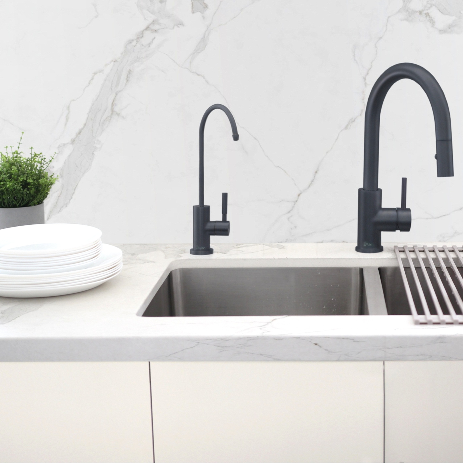 STYLISH Kitchen Sink Drinking Water Tap Faucet, Stainless Steel Matte Black Finish K-142N