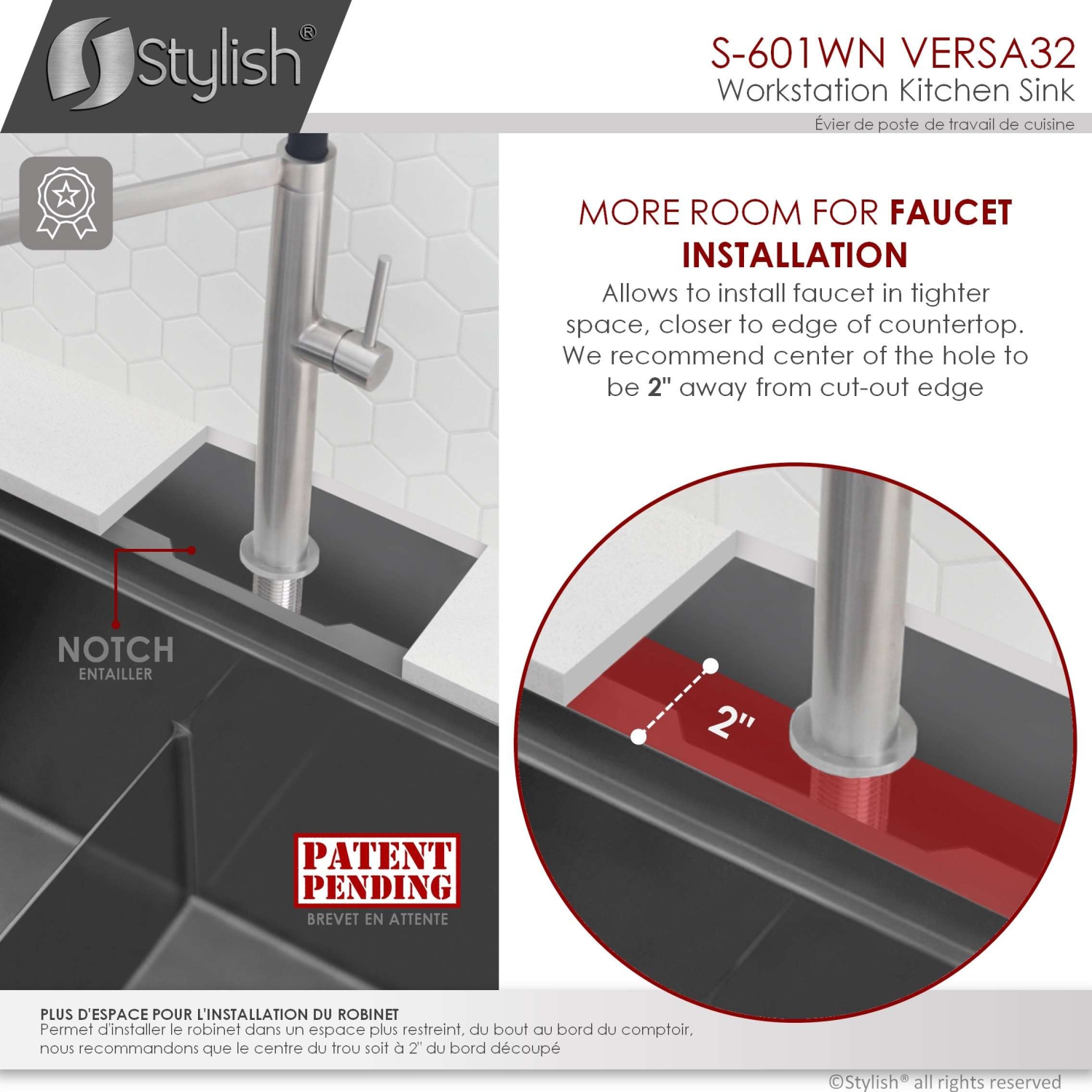 Stylish Undermount Workstation 32" Graphite Black Double Bowl 16 Gauge Stainless Steel Kitchen Sink with built-in Accessories, S-601WN