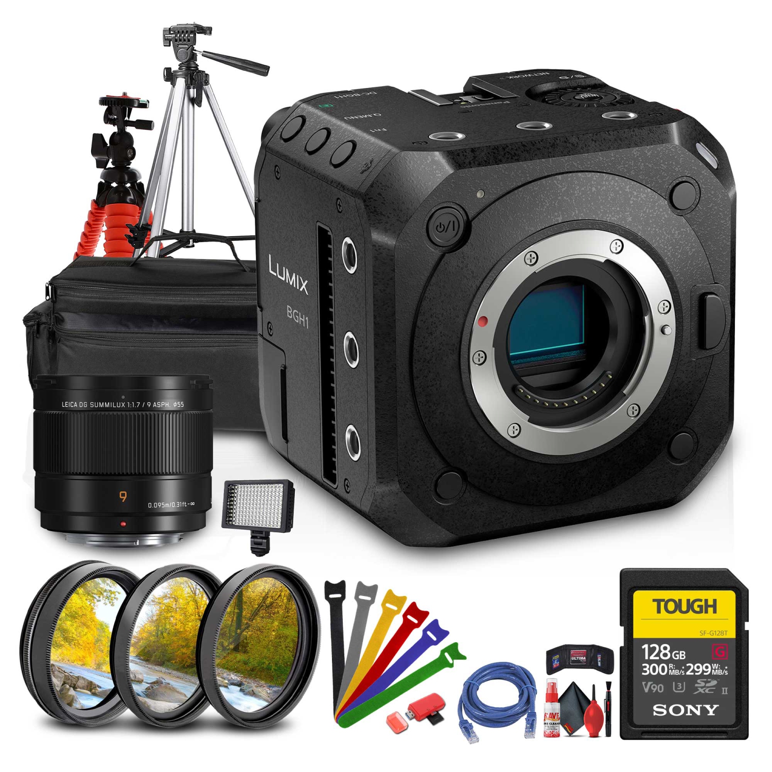 Panasonic Lumix BGH1 4K Box Cinema Camera + Panasonic 9mm f/1.7 Lens + More