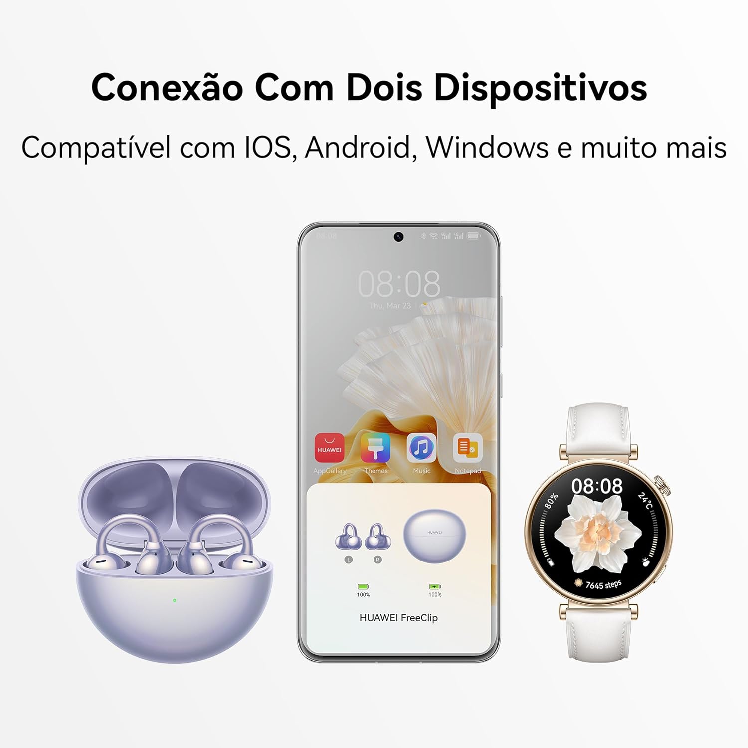 HUAWEI FreeClip, Groundbreaking Aesthetic Design, Feather-Light Wearing, Open-Ear Listening, AI Crystal-Clear Call, Long Battery Life, Dual-Device