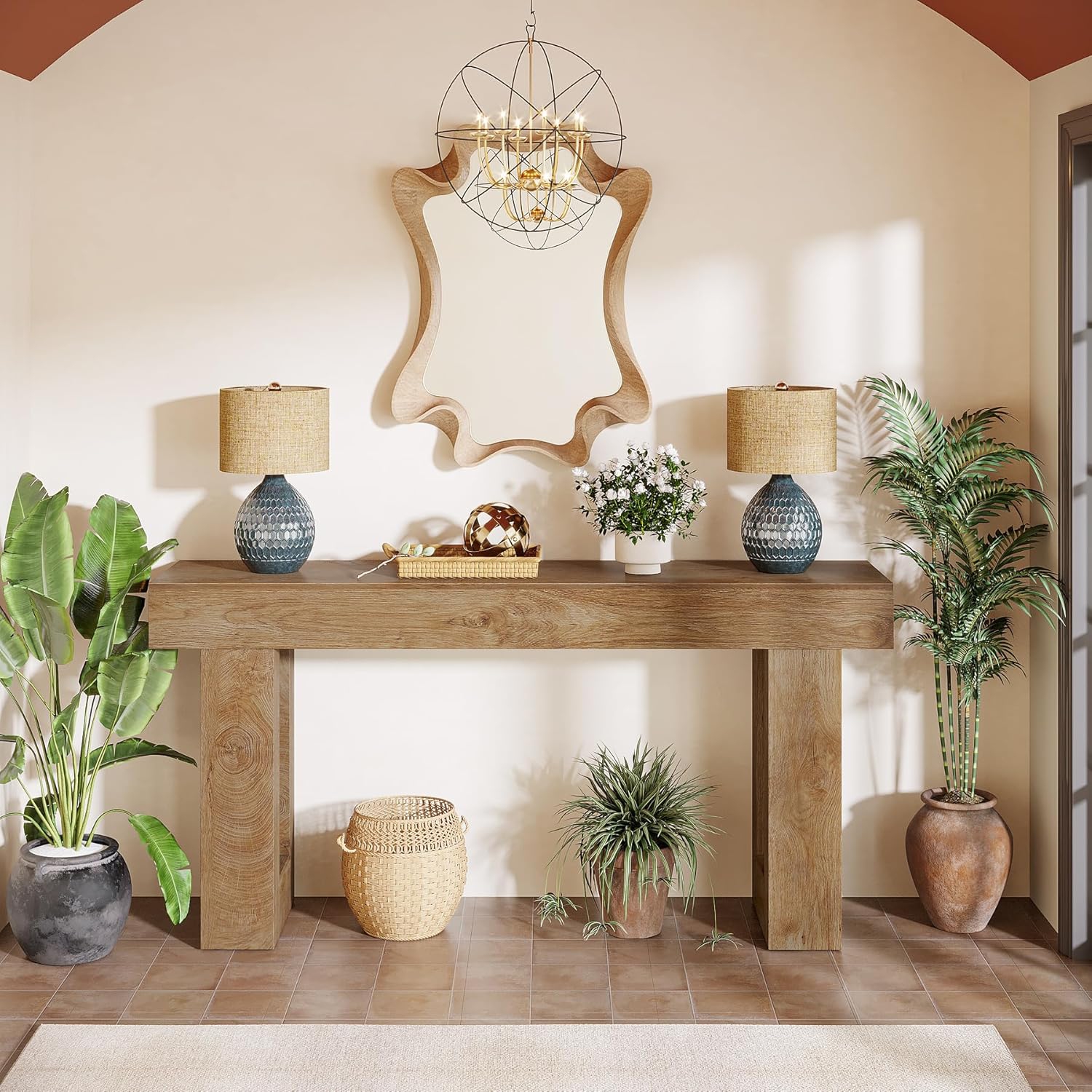 Table console de style maison de ferme de Tribesigns, longue table de canapé étroite de 63&nbsp;po derrière le canapé, table d'entrée rectangulaire